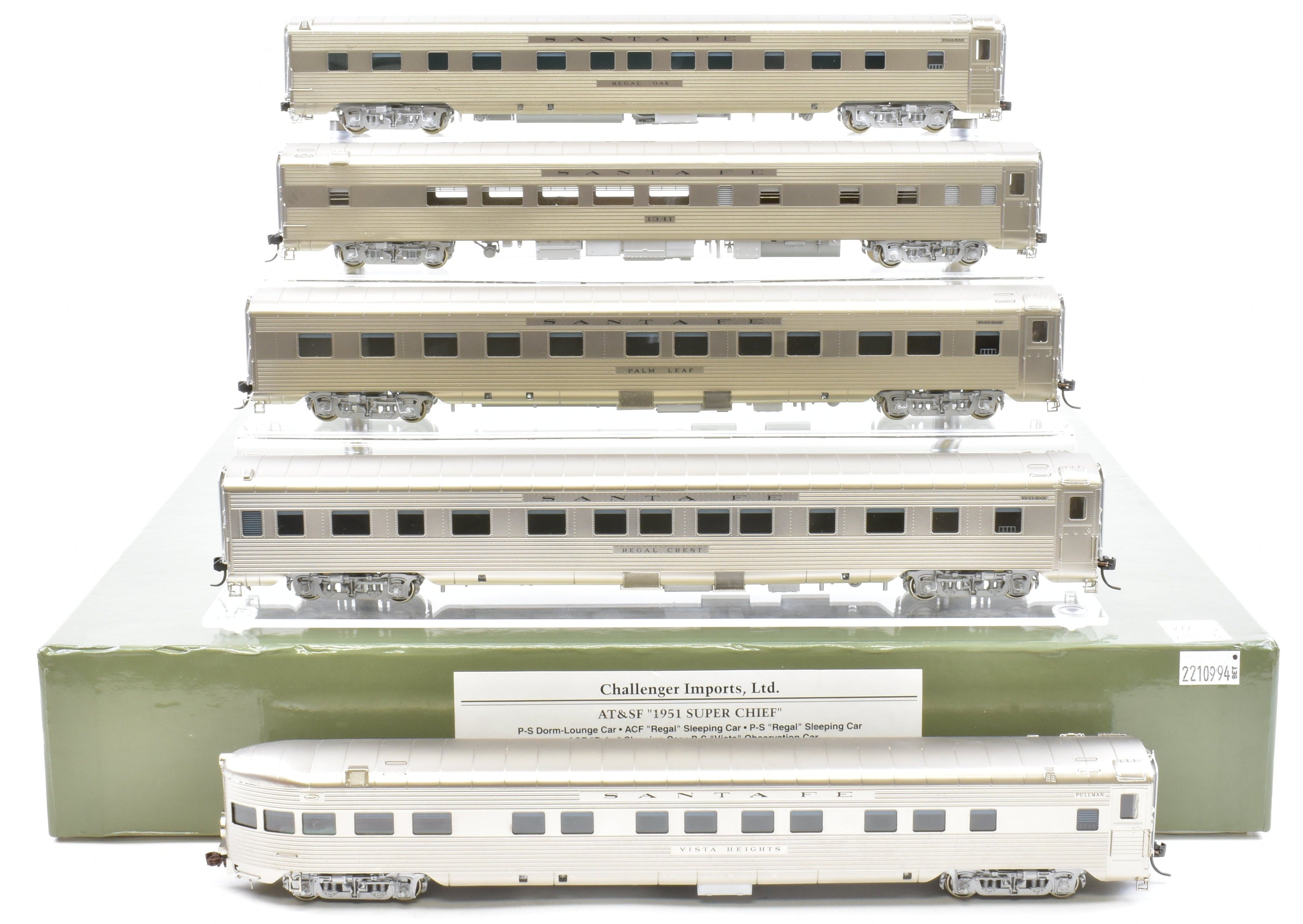 High - Quality HO Scale Brass Train Car Set - Challenger Imports ATSF - Santa Fe 1951 Super Chief 10 - Car Collection