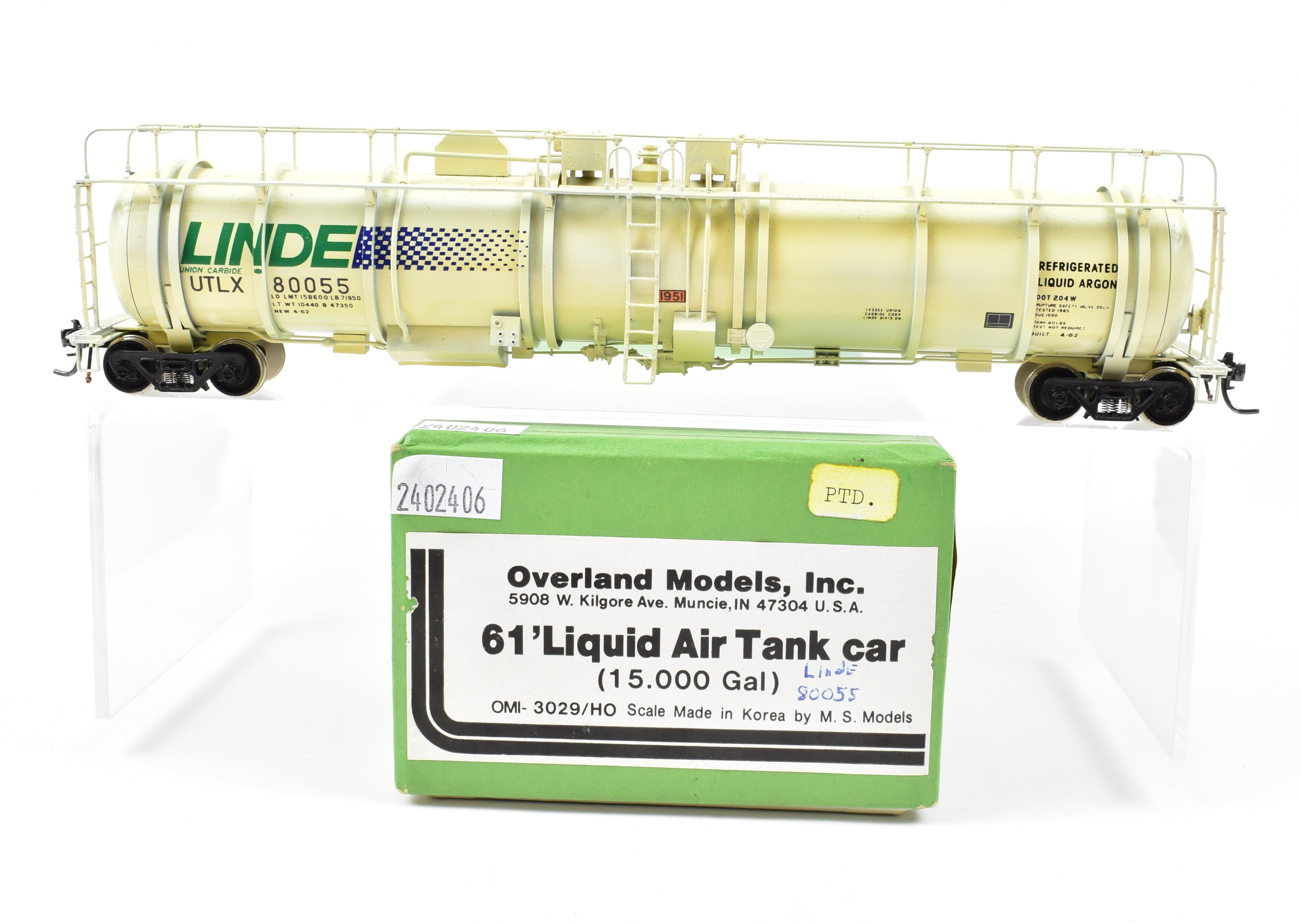 HO Brass OMI by Overland Models: Custom Painted Liquid Argon Tank #80055