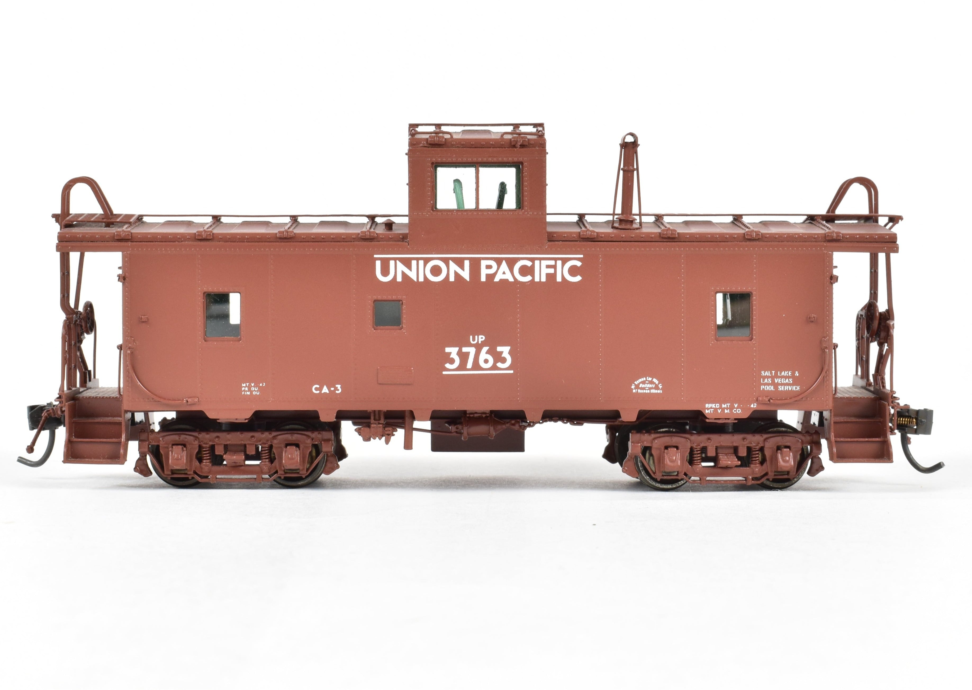 HO Scale Brass Union Pacific CA - 3 Caboose Model by Overland Models, Inc. (OMI), 2000 Run, Freight Car Red with Original White Lettering, FP No. 3763