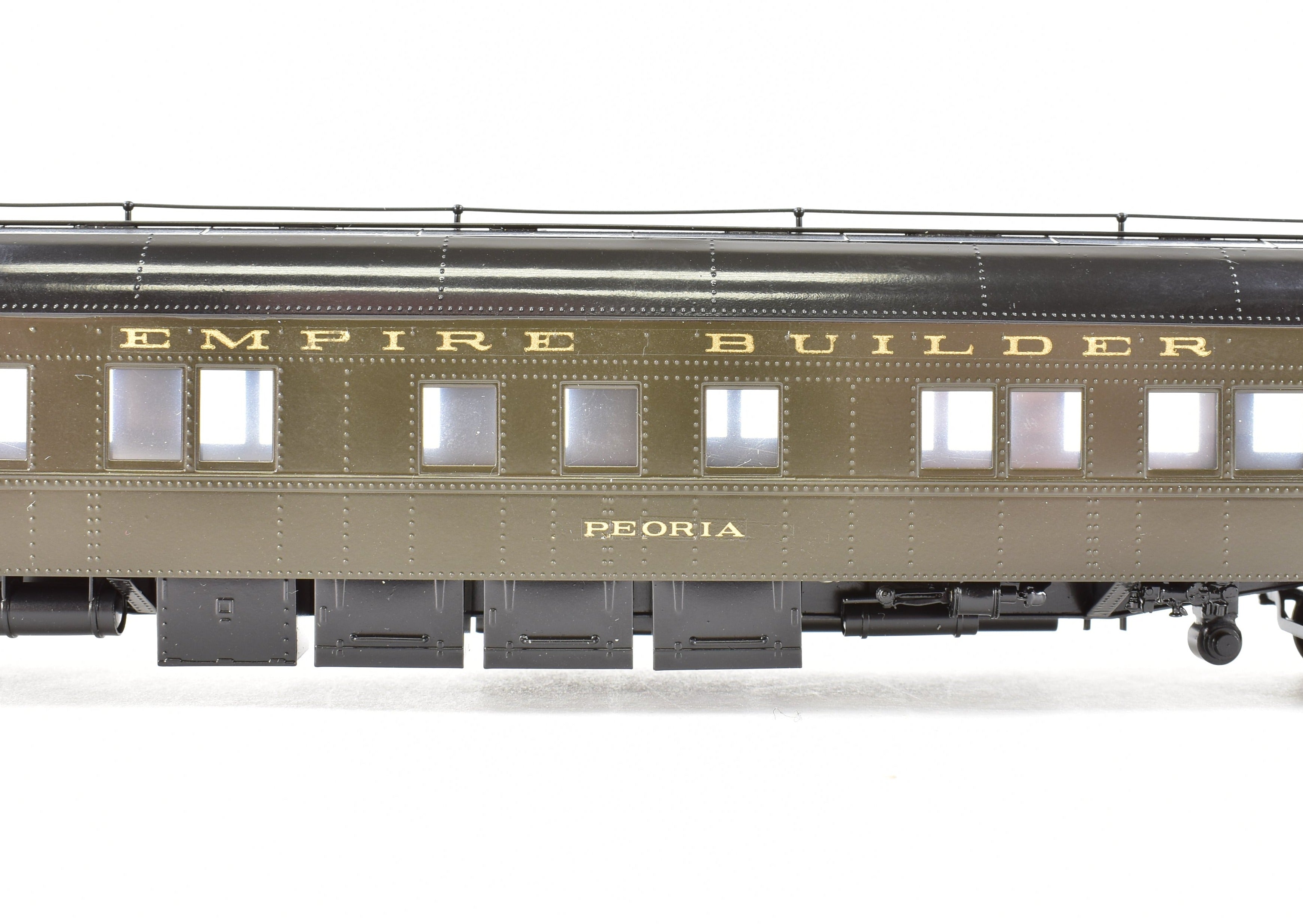 HO Scale Brass Model Train - Oriental Limited GN, Great Northern 1935 Empire Builder Observation Lounge Cars 1071 - 1075 CP Peoria