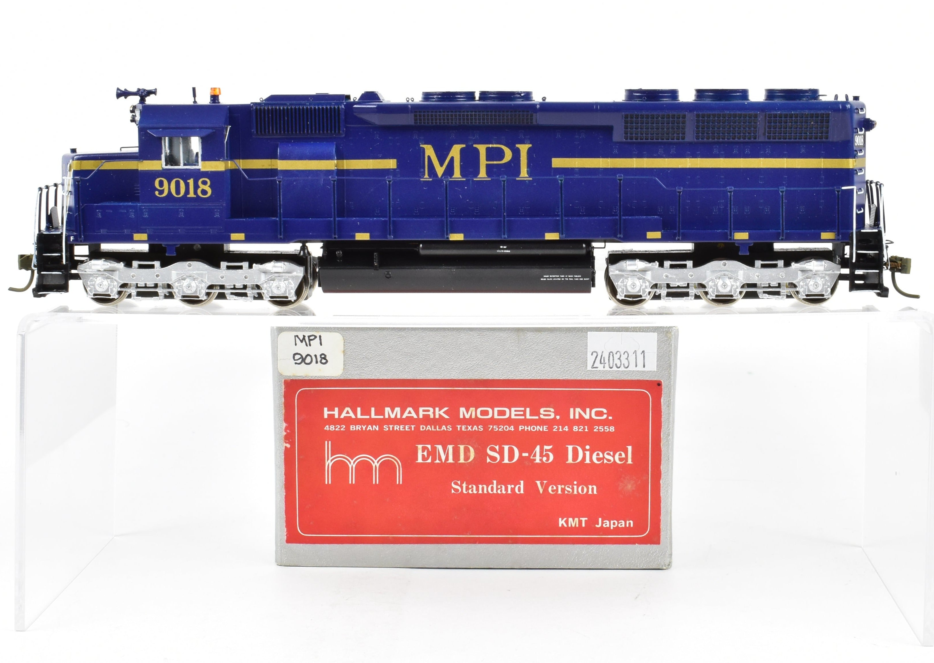 HO Scale Brass Hallmark Models MPI - Motive Power International EMD SD45 Diesel Locomotive Standard Version with C/P No. 9018