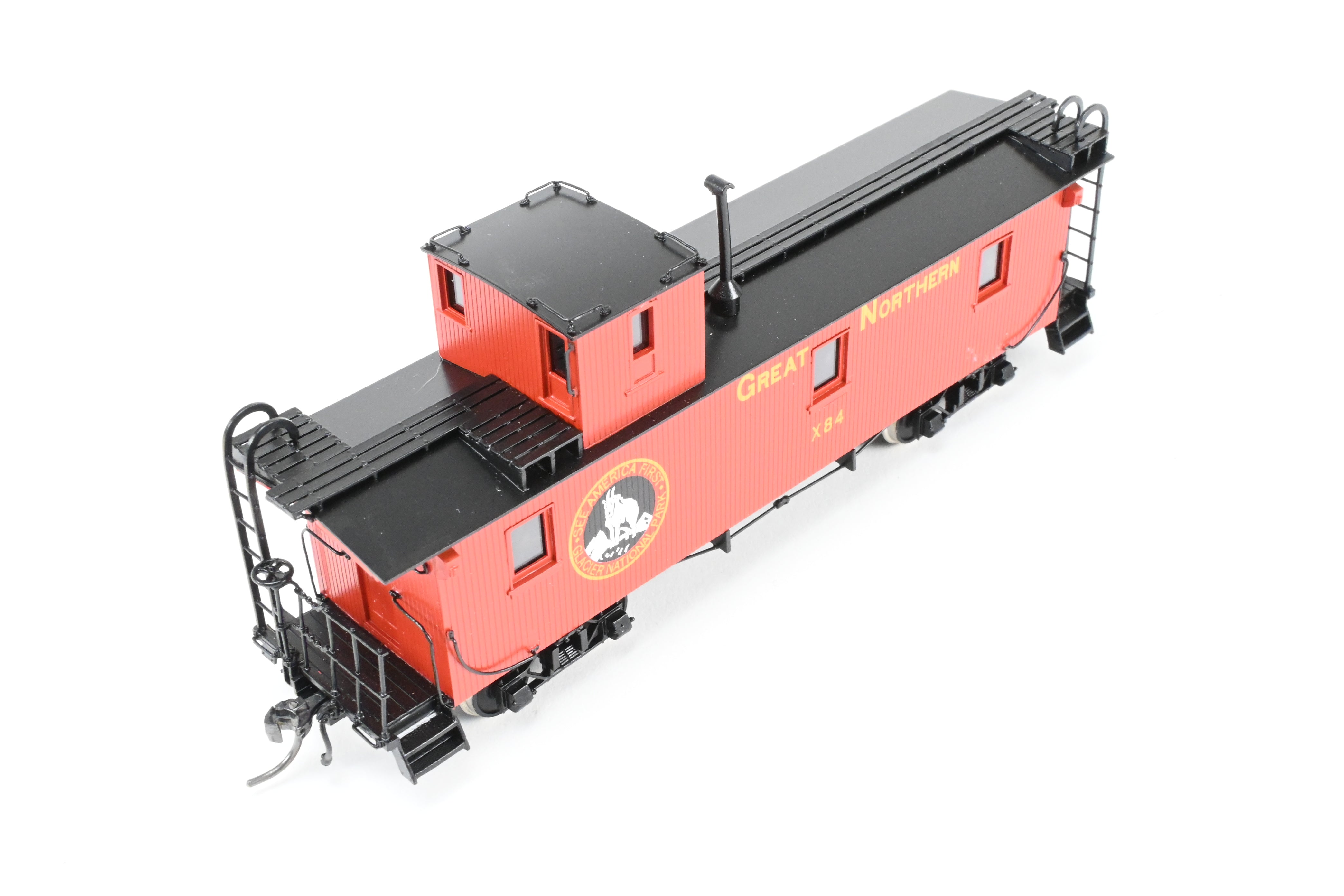 HO Scale Brass North Bank Line Great Northern 33-Foot Truss Rod Caboose Model, Product No. X84