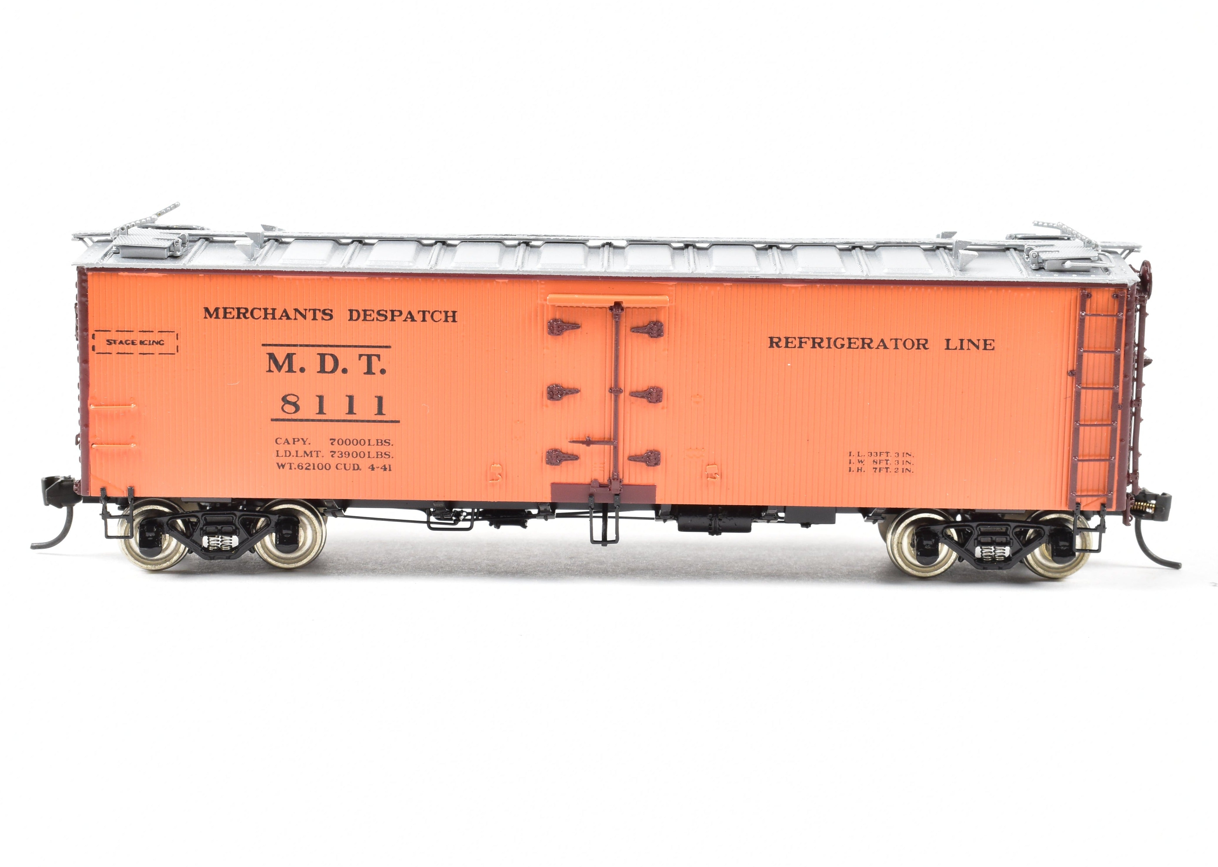 HO Scale Brass Merchants Despatch Composite Refrigerator Car Model by Overland Models, Inc. (OMI) with Various Road Designs and Part Number OMI - 3249.1