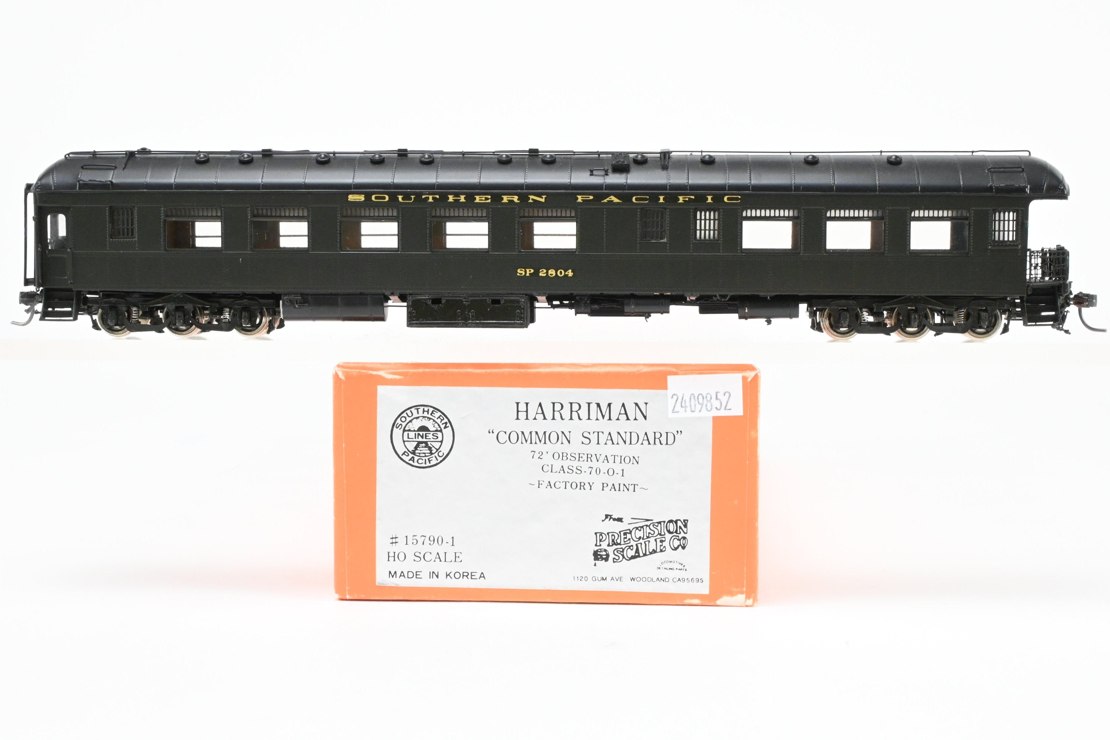 HO Scale Brass Precision Scale Co. Model of Southern Pacific Harriman CS 72' Observation Car Class 70 - O - 1, FP SP 2904