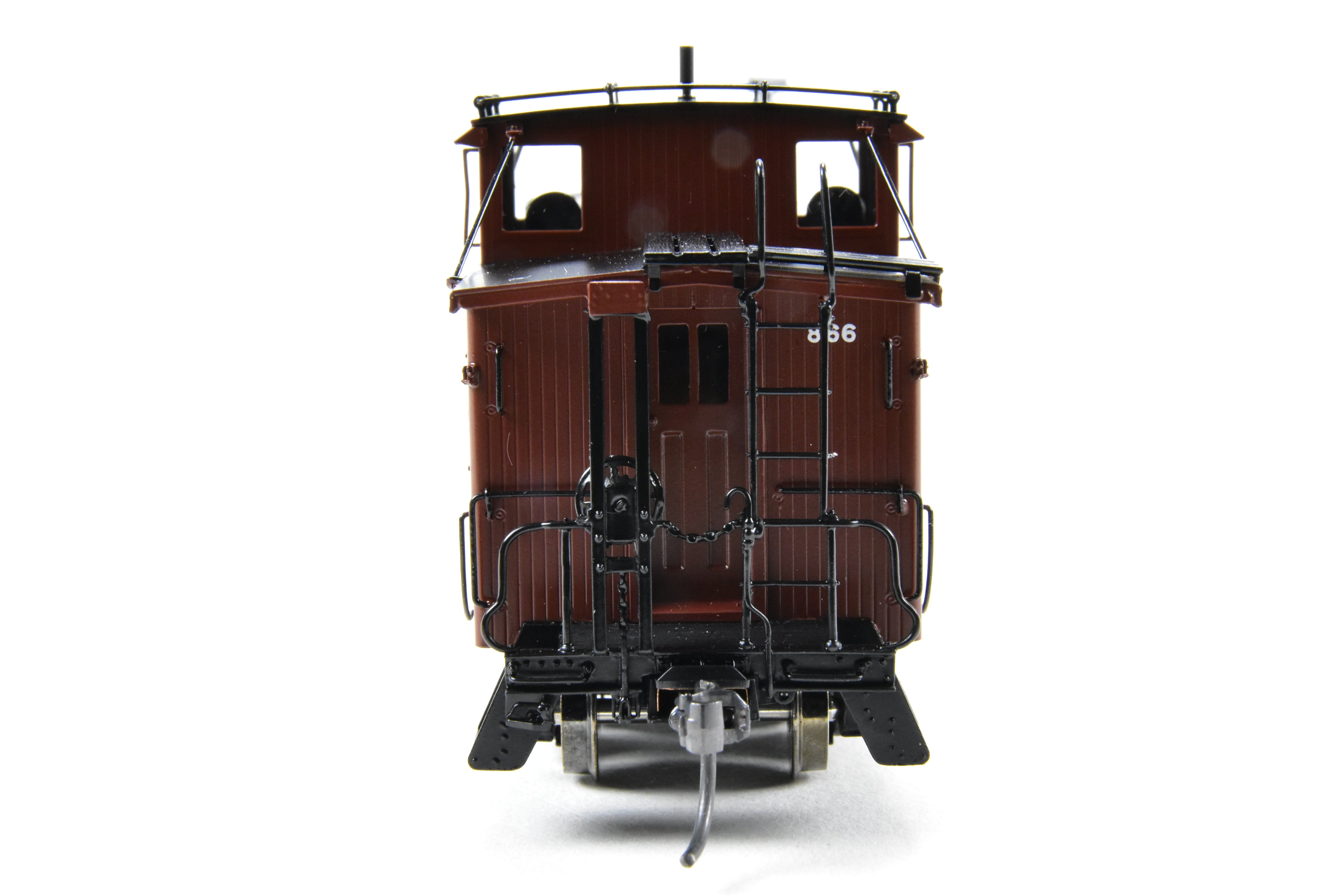 HO Scale Brass Missouri Pacific Wood - Side Caboose Model by Overland Models, Inc. with Angled Braces on Cupola and Antenna on Roof, Model Number #866R