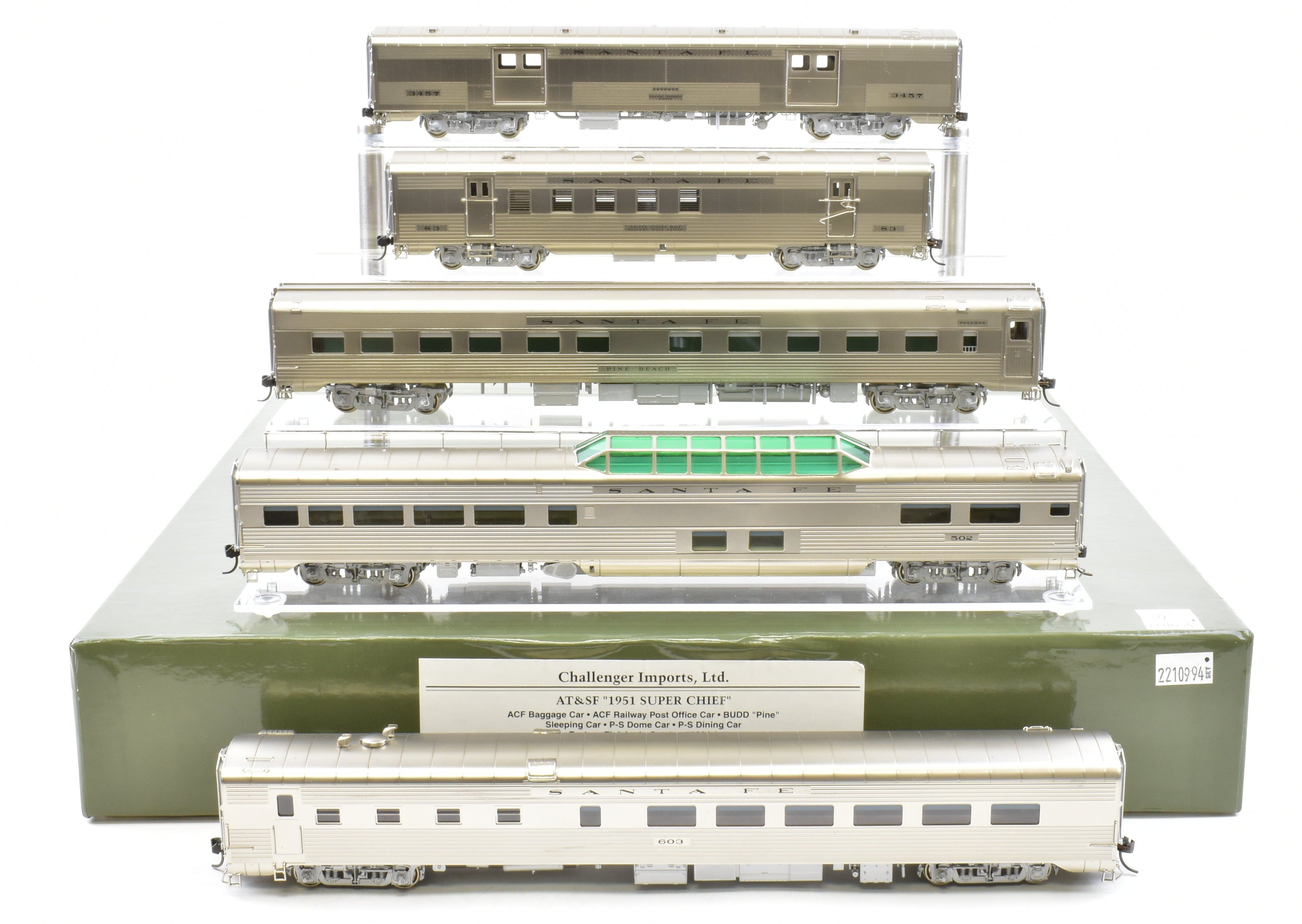High - Quality HO Scale Brass Train Car Set - Challenger Imports ATSF - Santa Fe 1951 Super Chief 10 - Car Collection