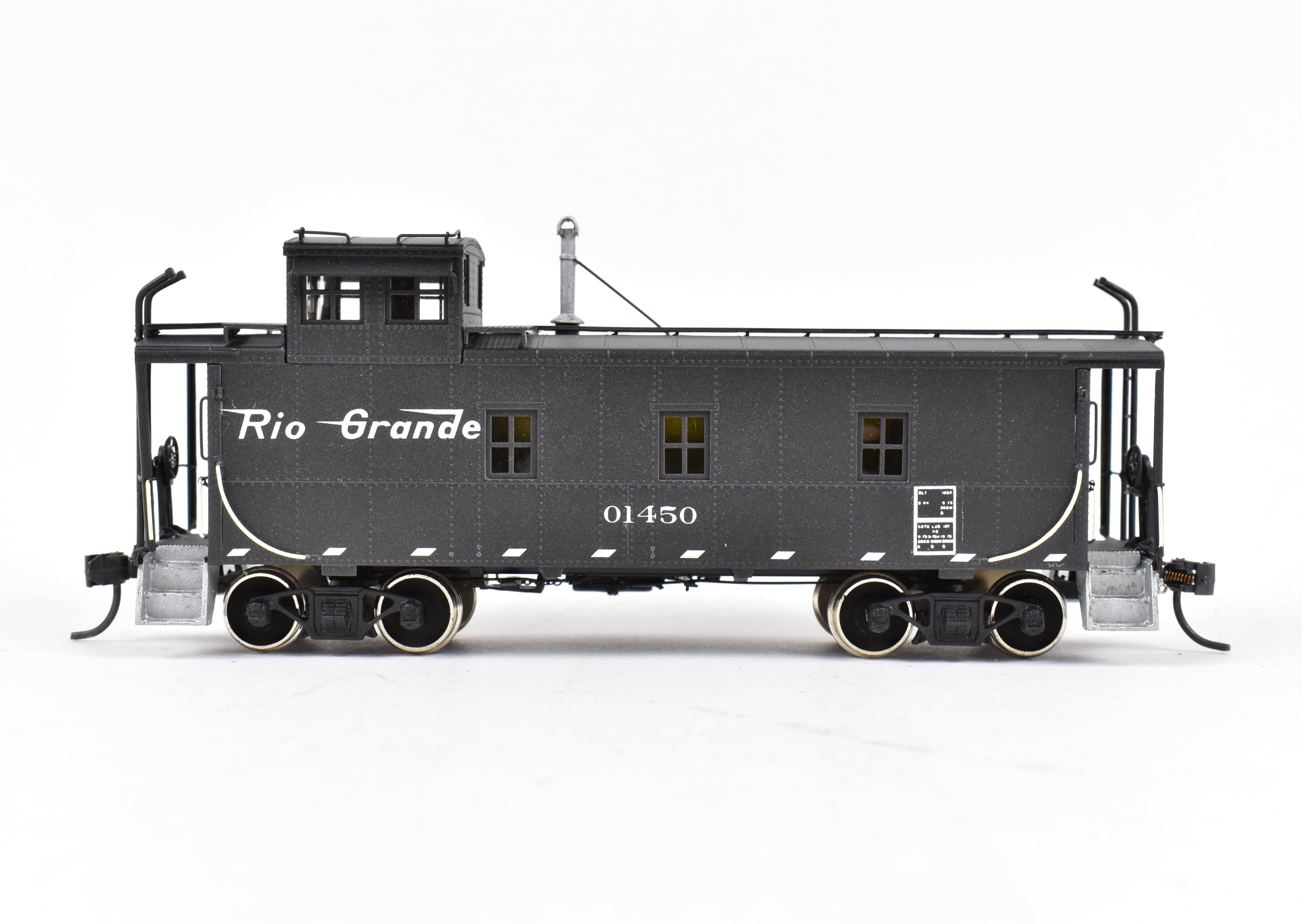 HO Scale Brass Model Train Caboose - Overland Models, Inc. Denver & Rio Grande Western Steel Caboose FP No. 01450