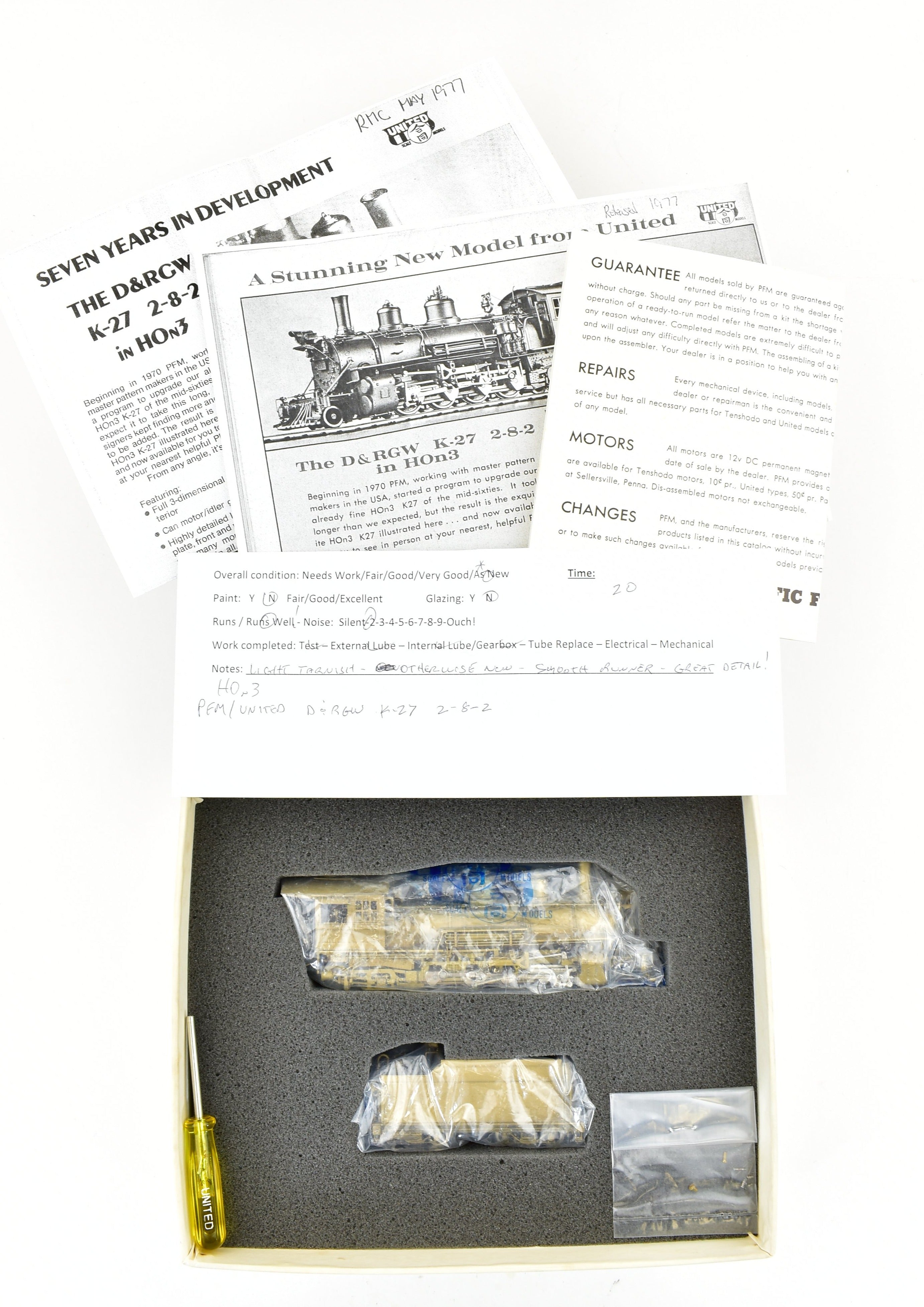 HOn3 High - Quality Brass PFM United D&RGW Denver & Rio Grande Western K - 27 2 - 8 - 2 Hi - Grade Model