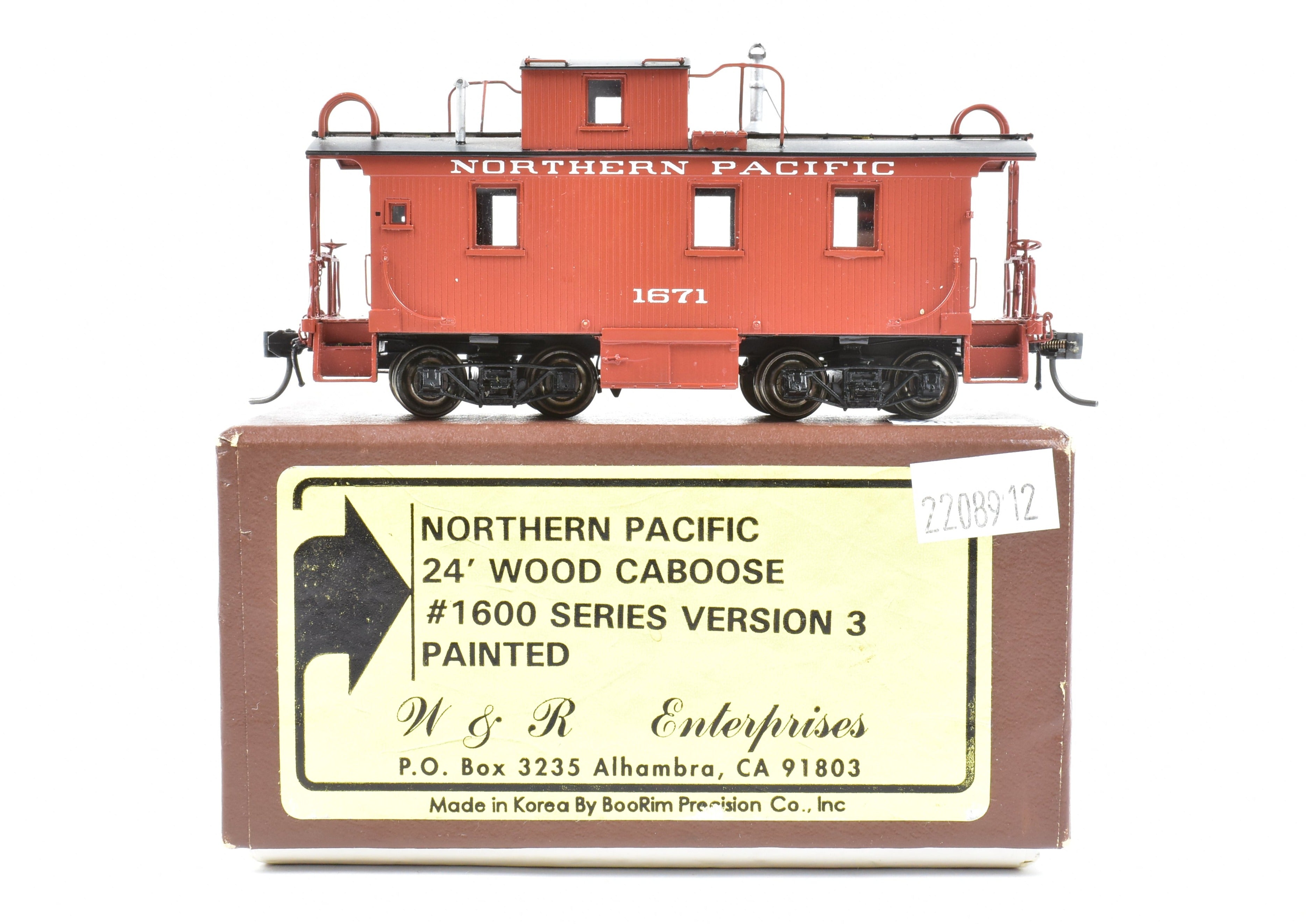 HO Scale Brass Northern Pacific 24' Wood Caboose #1600 Series V3 Factory Painted
