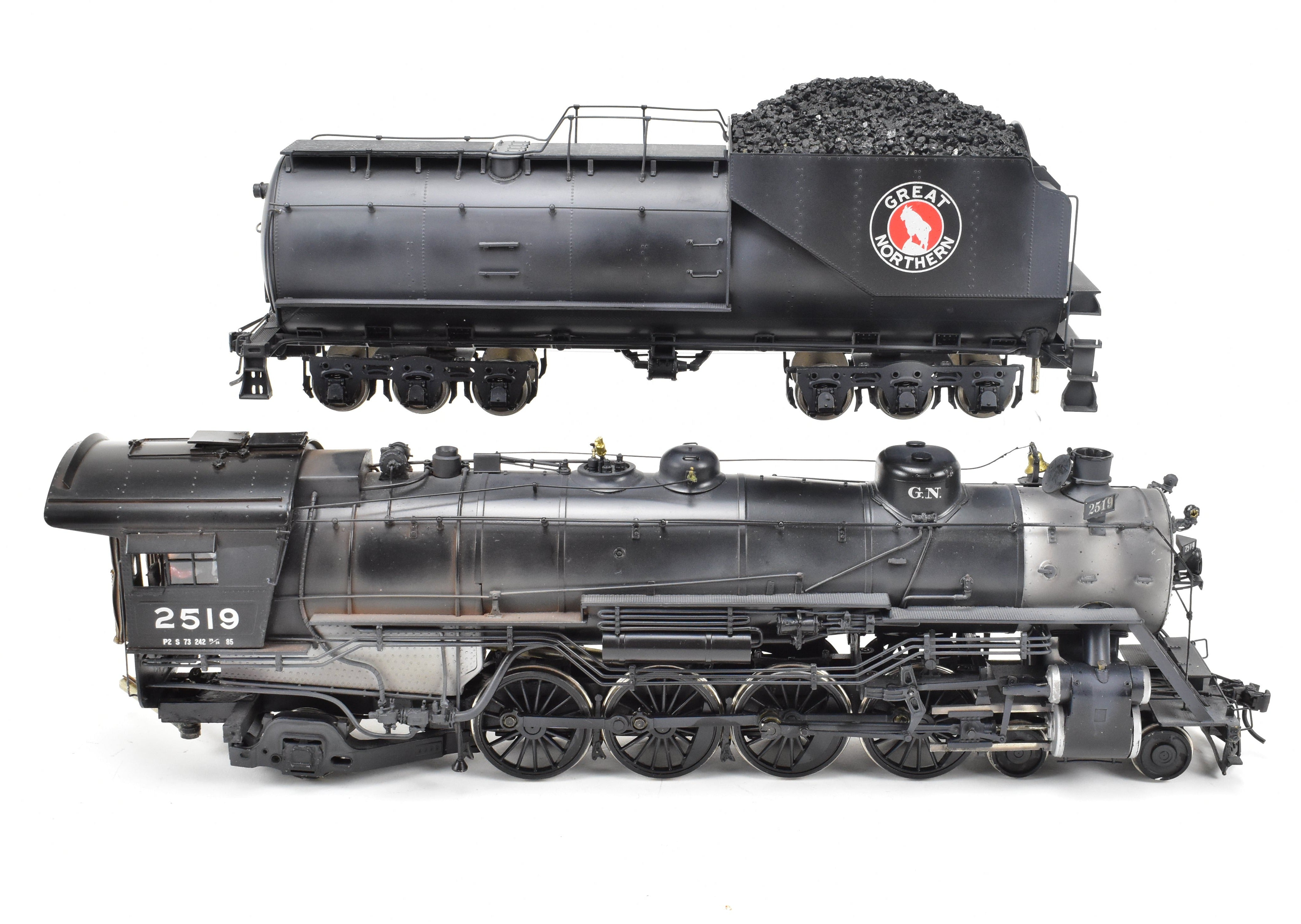 O Scale Brass Model Train - Pecos River Brass Great Northern Class P - 2 4 - 8 - 2 Mountain Steam Locomotive, Black, No. 2519