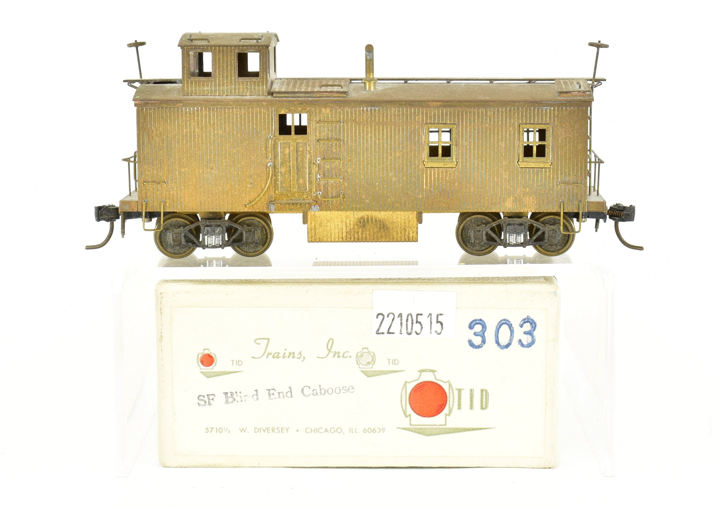 HO Scale Brass Model Trains by Trains, Inc. - ATSF Santa Fe Wood Blind End Caboose in AS-IS Condition