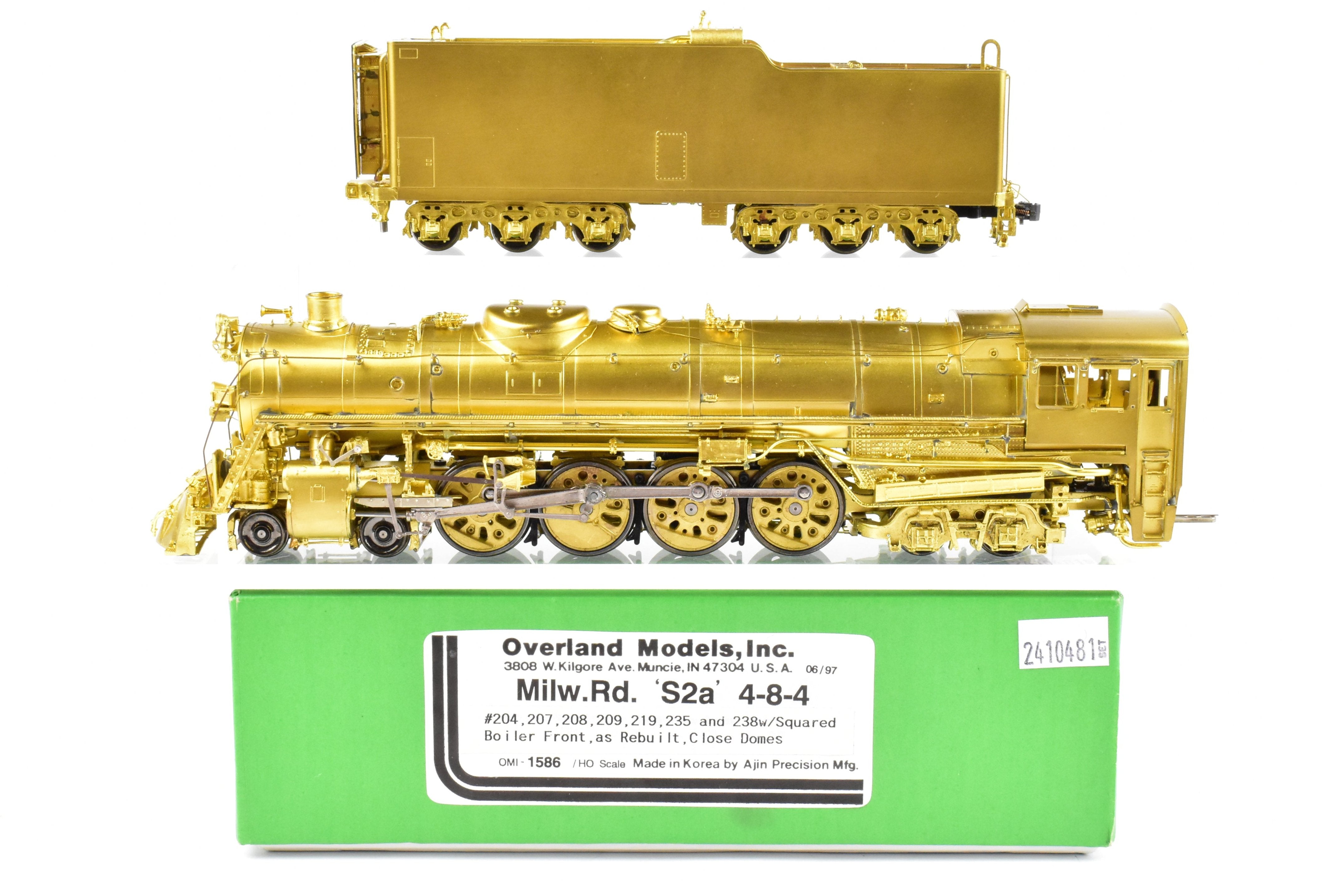 HO Scale Brass Model Train - Overland Models, Inc. MILW - Milwaukee Road S2a Class 4-8-4 Steam Locomotive with Squared Boiler Front, as Rebuilt, Close Domes