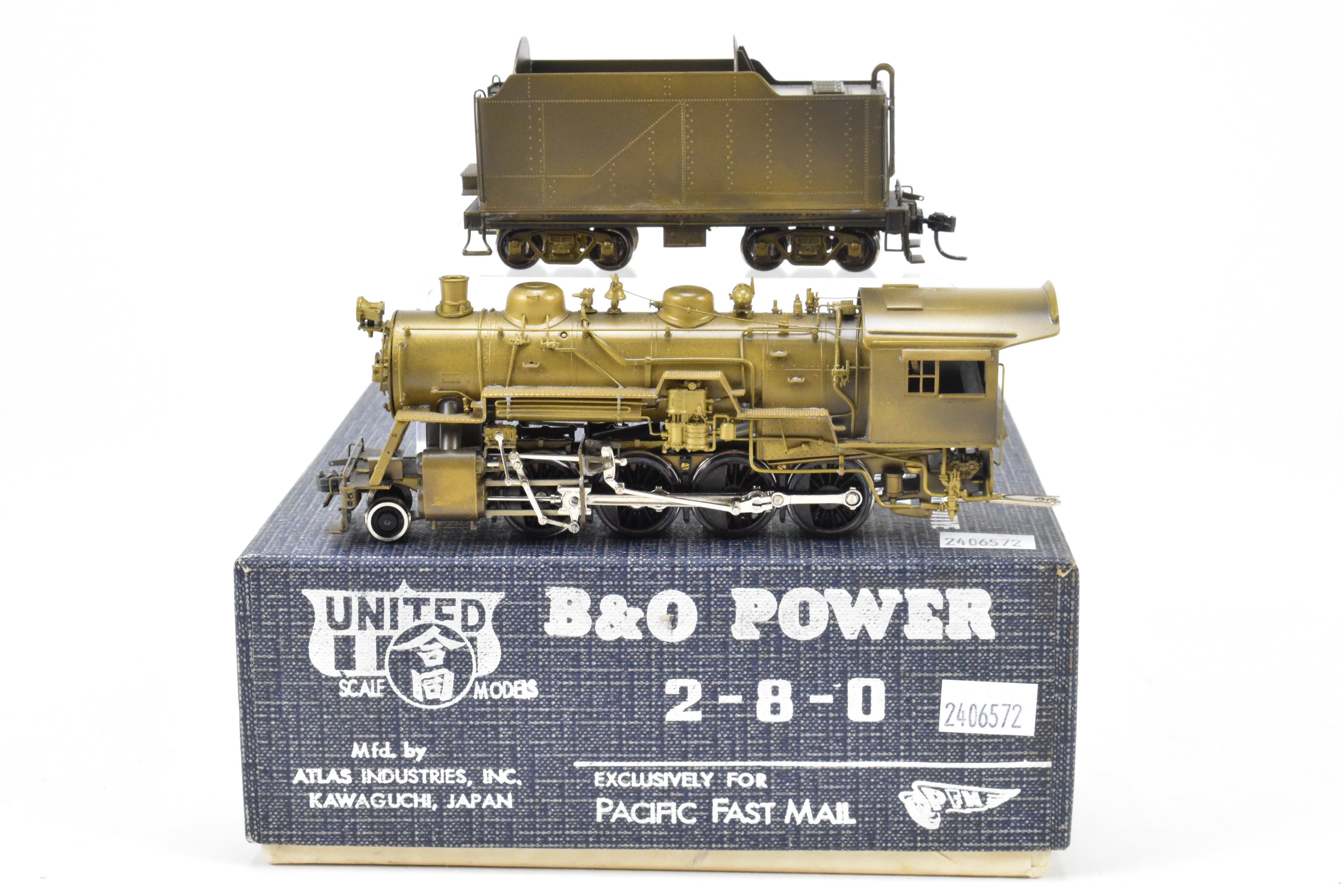 HO Scale Brass Pacific Fast Mail (PFM) Baltimore & Ohio Class E - 27ca 2 - 8 - 0 Steam Locomotive Power Series Model from 1977 Run with Incorrect Locomotive Details