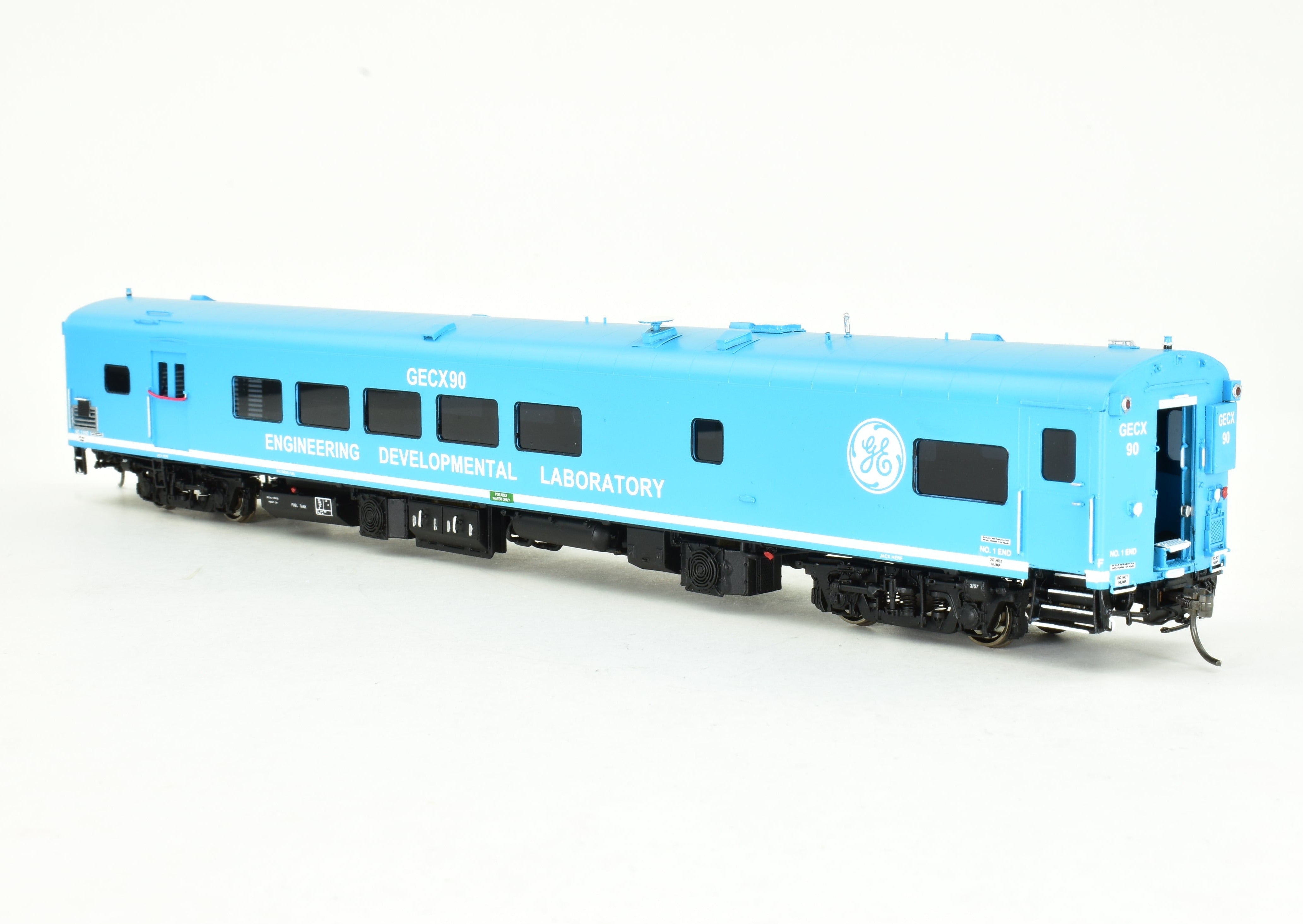 HO Scale Brass Model Train Set - Overland Models Inc. GE Demo, General Electric Demonstrator GE Evolution and Test Car Set with Factory Paint