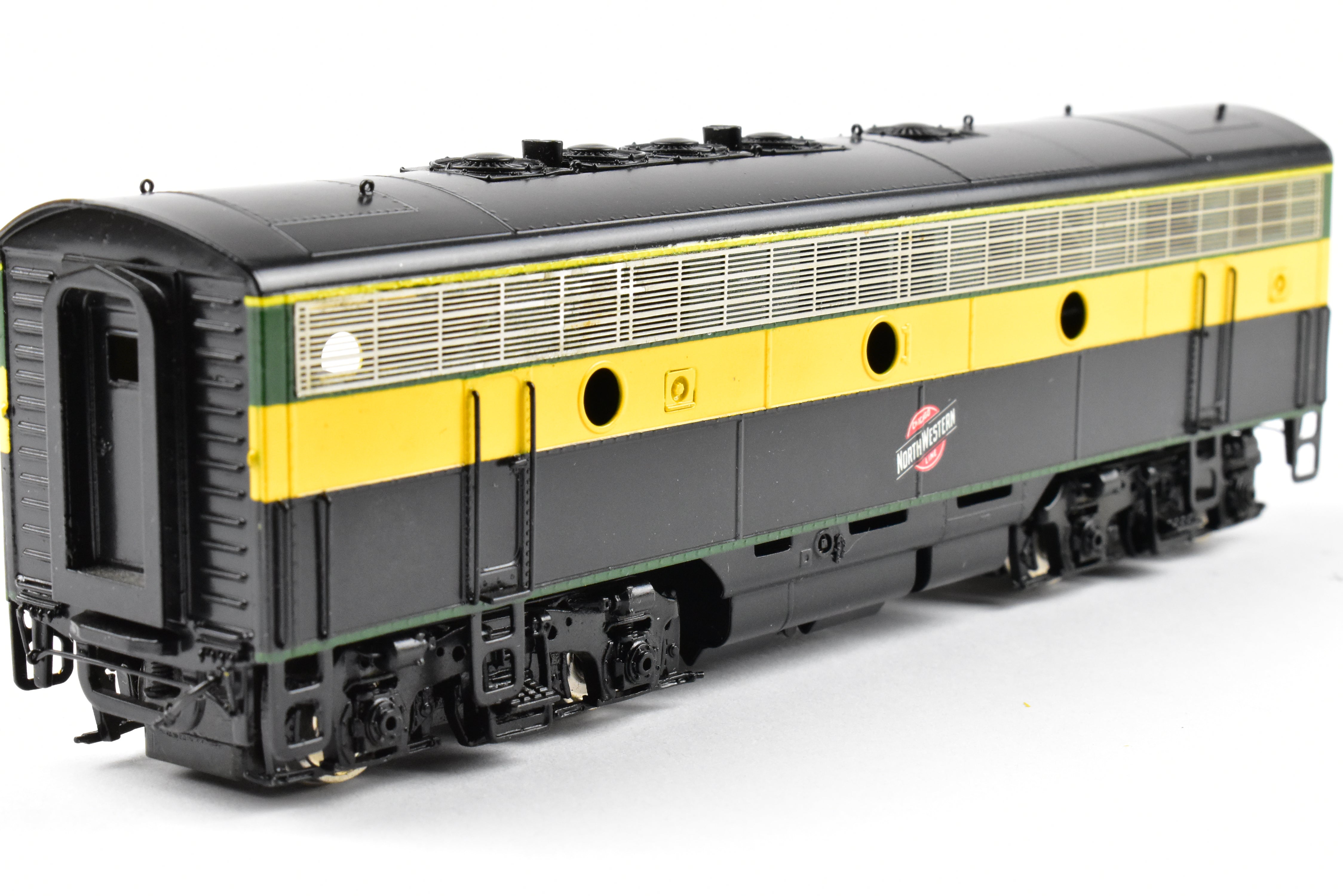 High - Quality HO Scale Brass Model Train Set - Chicago and Northwestern EMD F7A/F7B/F7A Phase I 1500 HP 3 - Unit Set in Freight Scheme by Oriental Limited