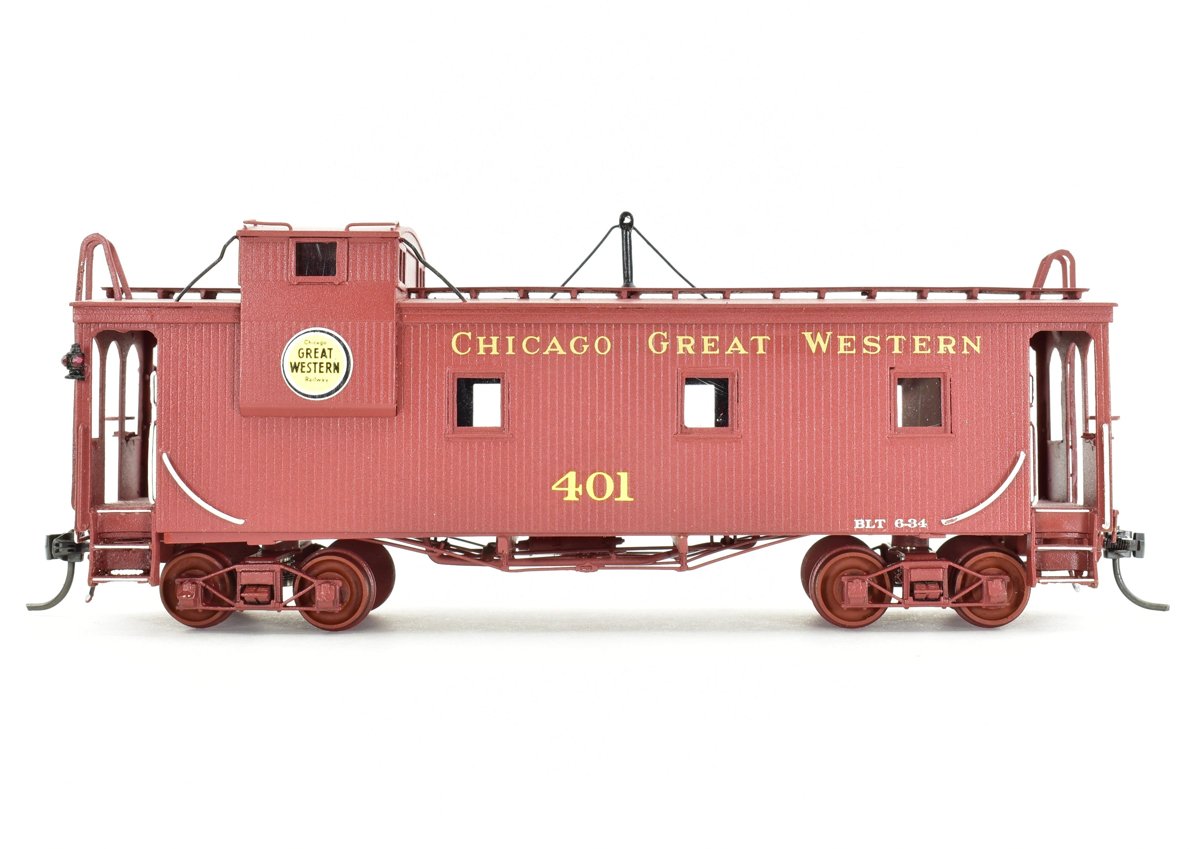 HO Scale Brass Oriental Limited Chicago Great Western Caboose with Professionally Painted Finish