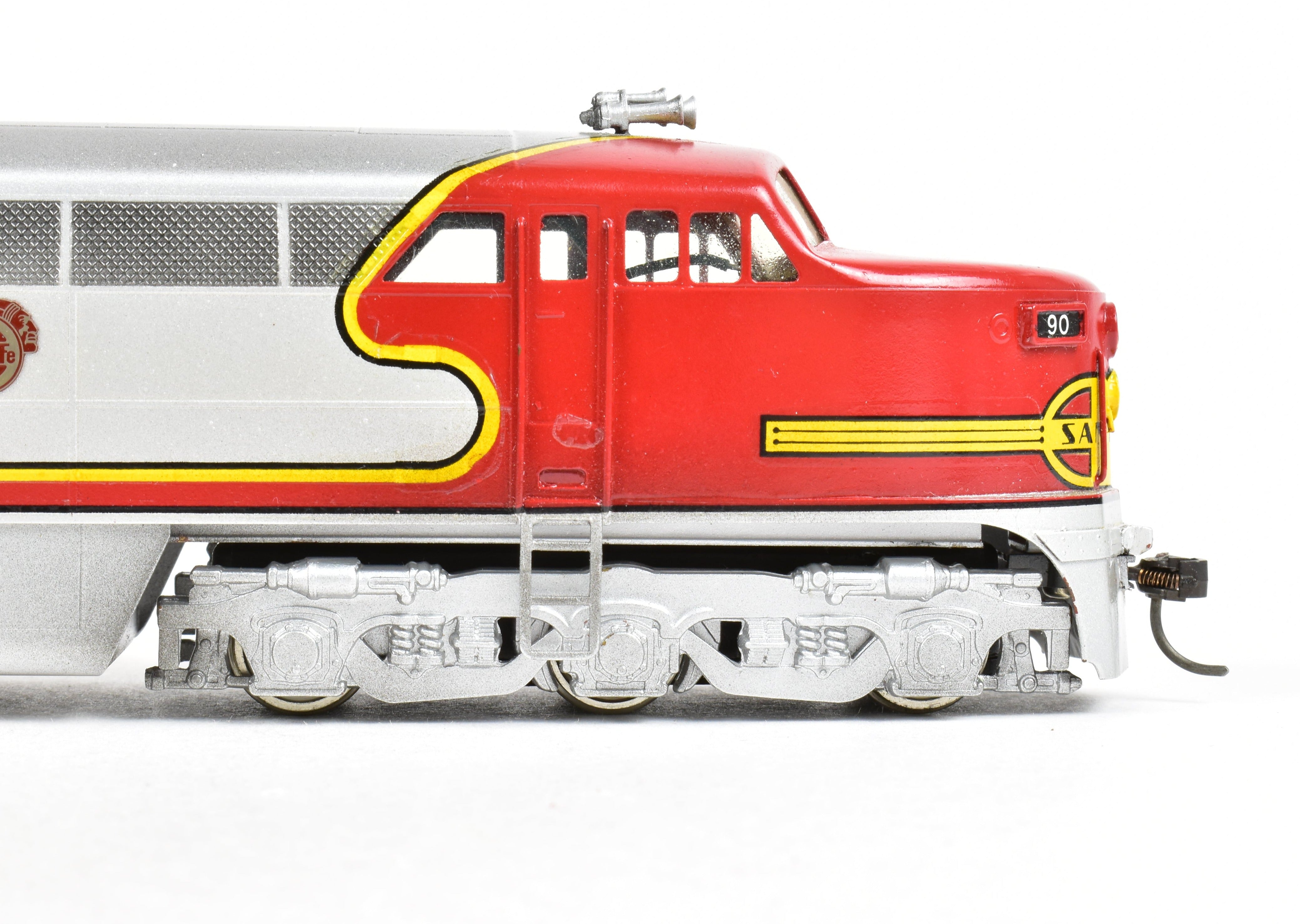 HO Scale Brass Red Ball AT&SF - Santa Fe Fairbanks Morse FM Erie Built A-B-A Set Model Trains with Custom Painted Finish and Can Motor Upgrades