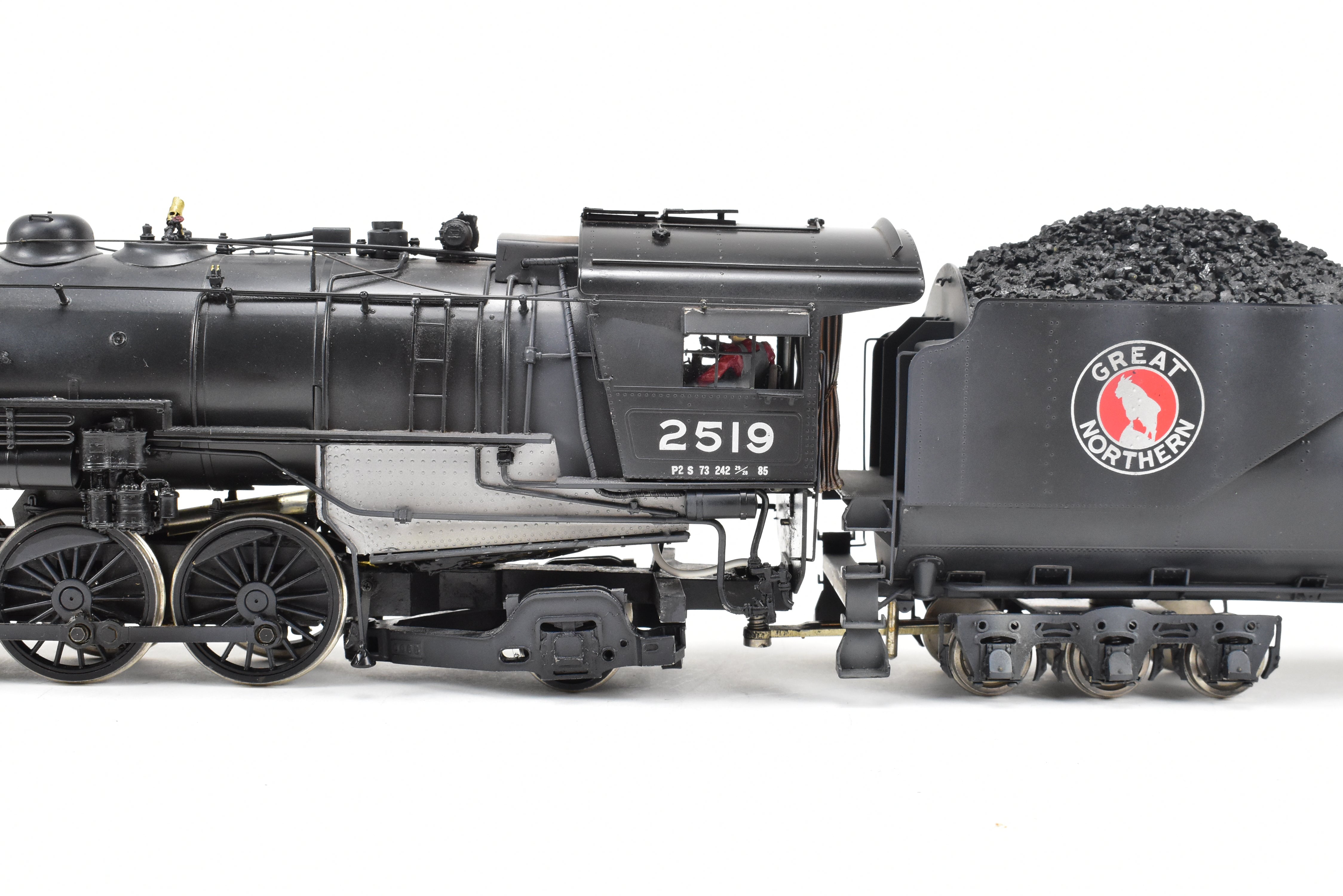 O Scale Brass Model Train - Pecos River Brass Great Northern Class P - 2 4 - 8 - 2 Mountain Steam Locomotive, Black, No. 2519