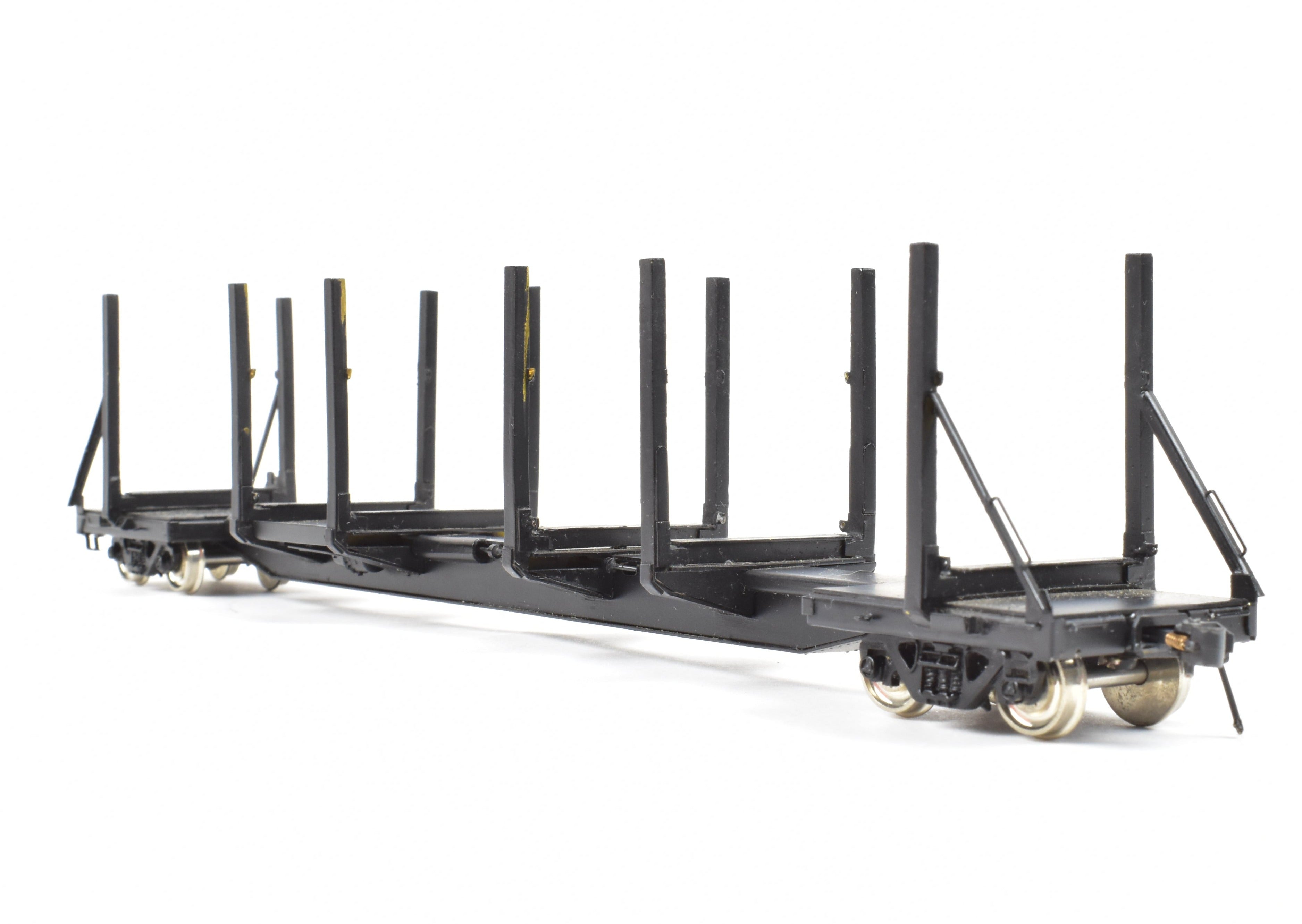 HO Scale Brass Precision Scale Co. 100-Ton Log Car FP in Black - A Variety of Road Models