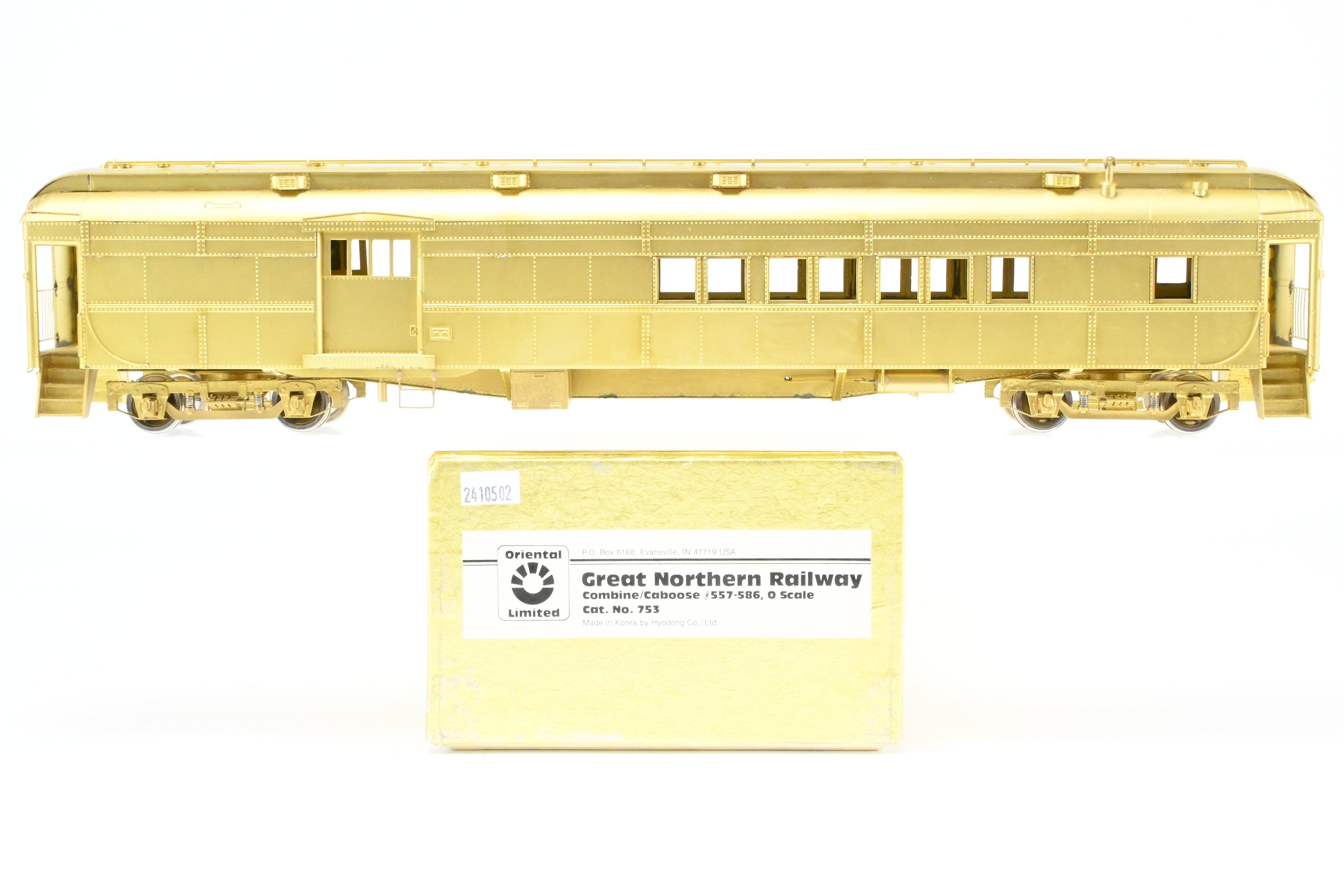 O Scale Oriental Limited Great Northern HW Combine and Caboose Model Set (557 - 586) - High - Quality Brass Collectible
