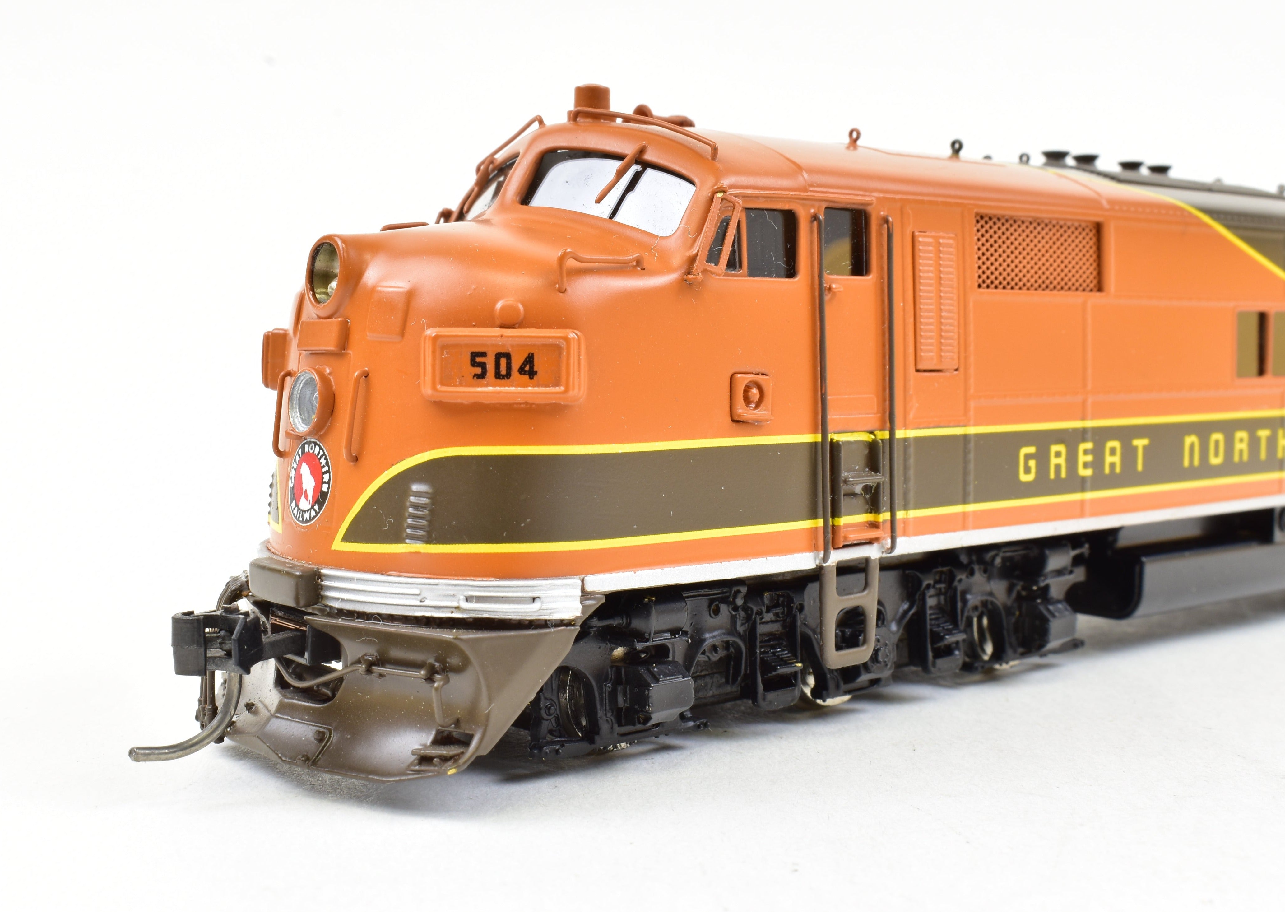 HO Scale Brass Model Train - Oriental Limited GN - Great Northern EMD E7A 2000 HP Standard Factory Painted Locomotive #504