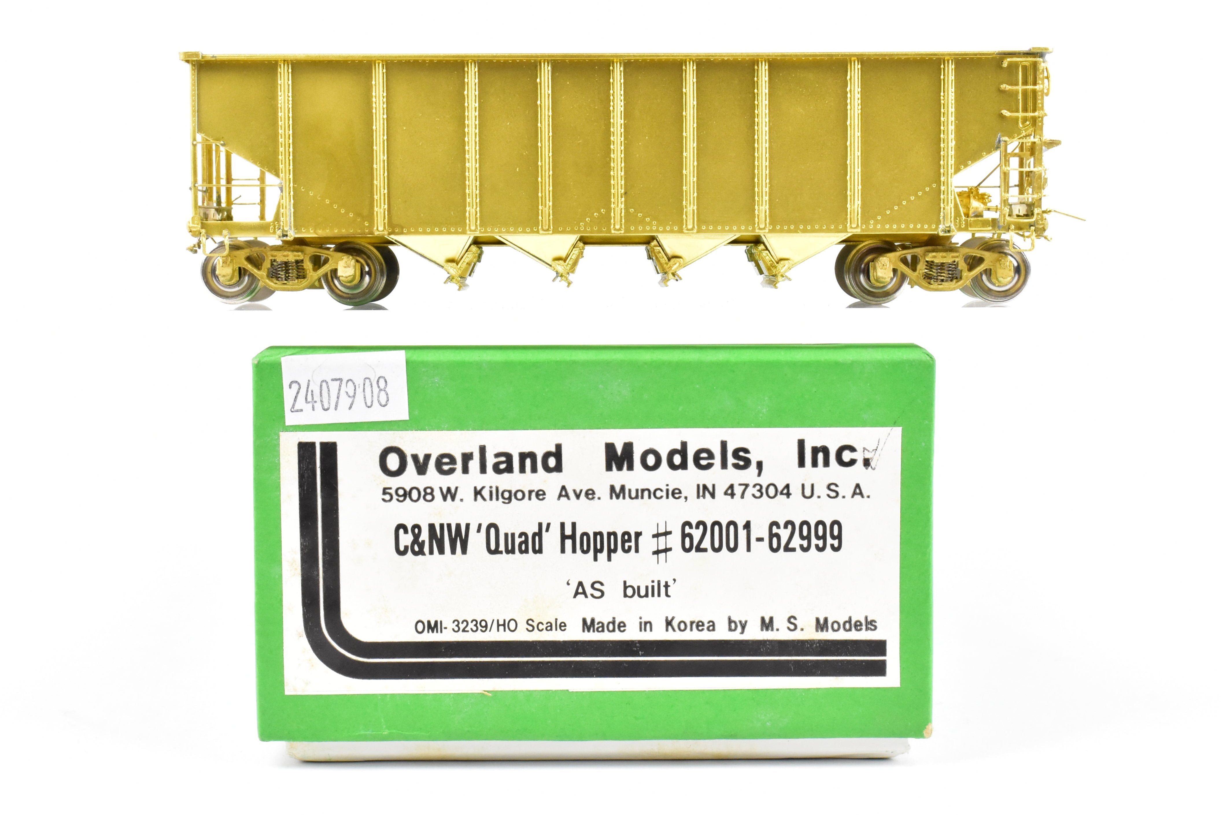 HO Scale Brass Quad Hopper Model by Overland Models, Inc. (OMI) - Chicago & North Western (C&NW) #60001 - 60999, As Originally Built