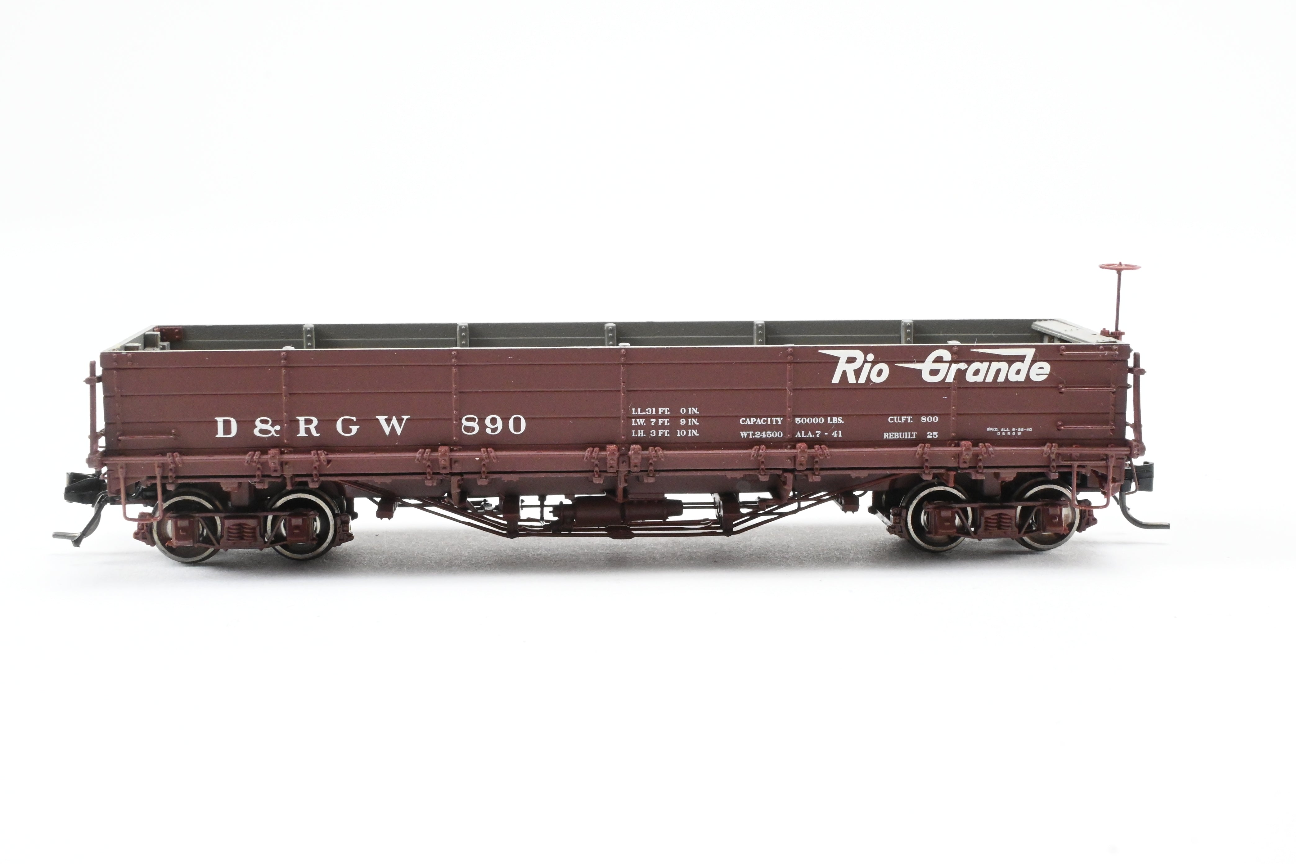 HOn3 Scale Blackstone Models D&RGW - Denver & Rio Grande Western Flying Grande No. 890 Drop Bottom Gondola Model Train