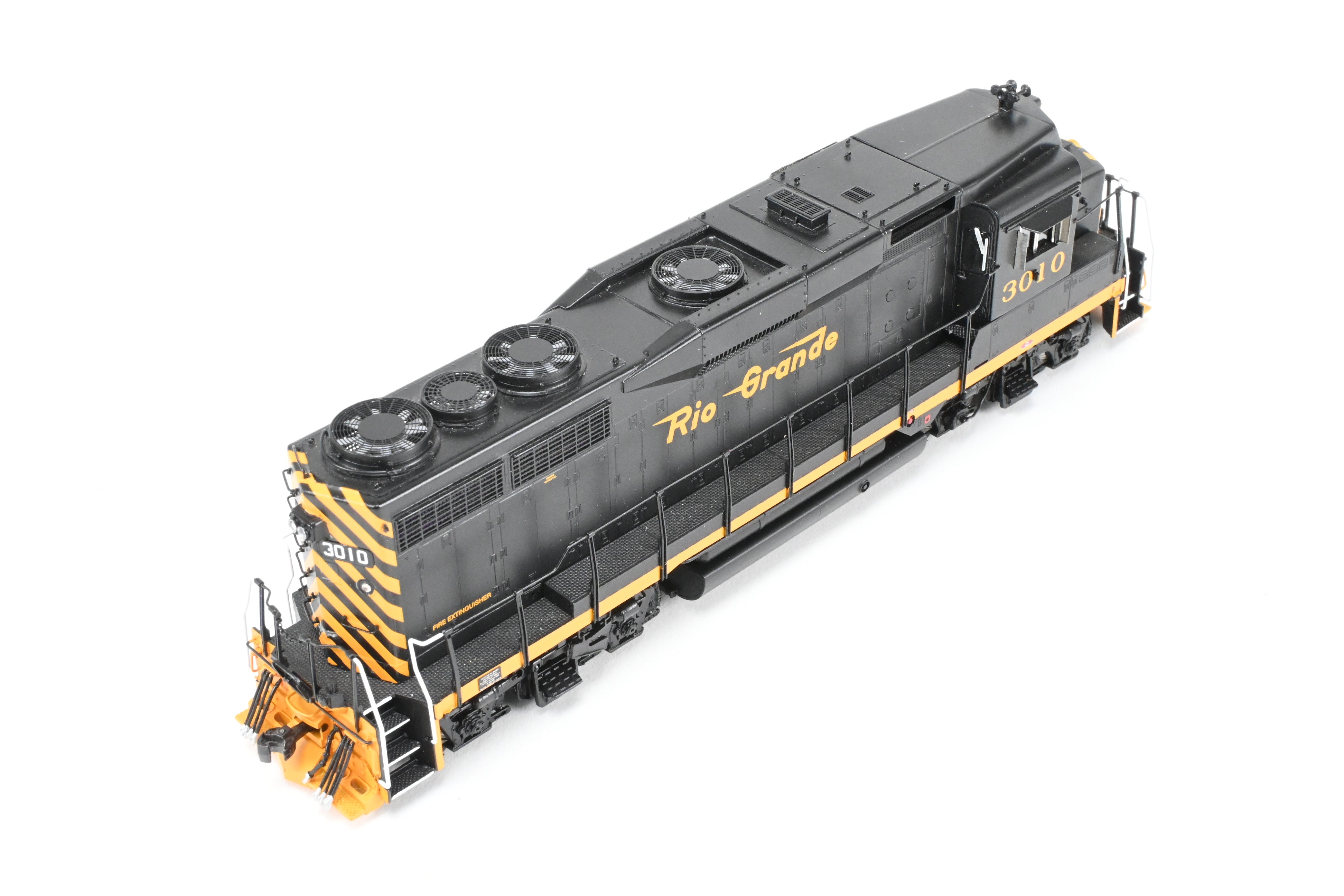 HO Scale Brass Locomotive Model - Overland Models, Inc. D&RGW - Denver And Rio Grande Western EMD GP30 FP in Striking Black/Orange Color Scheme #3010 Equipped with SoundTraxx DCC & Sound System