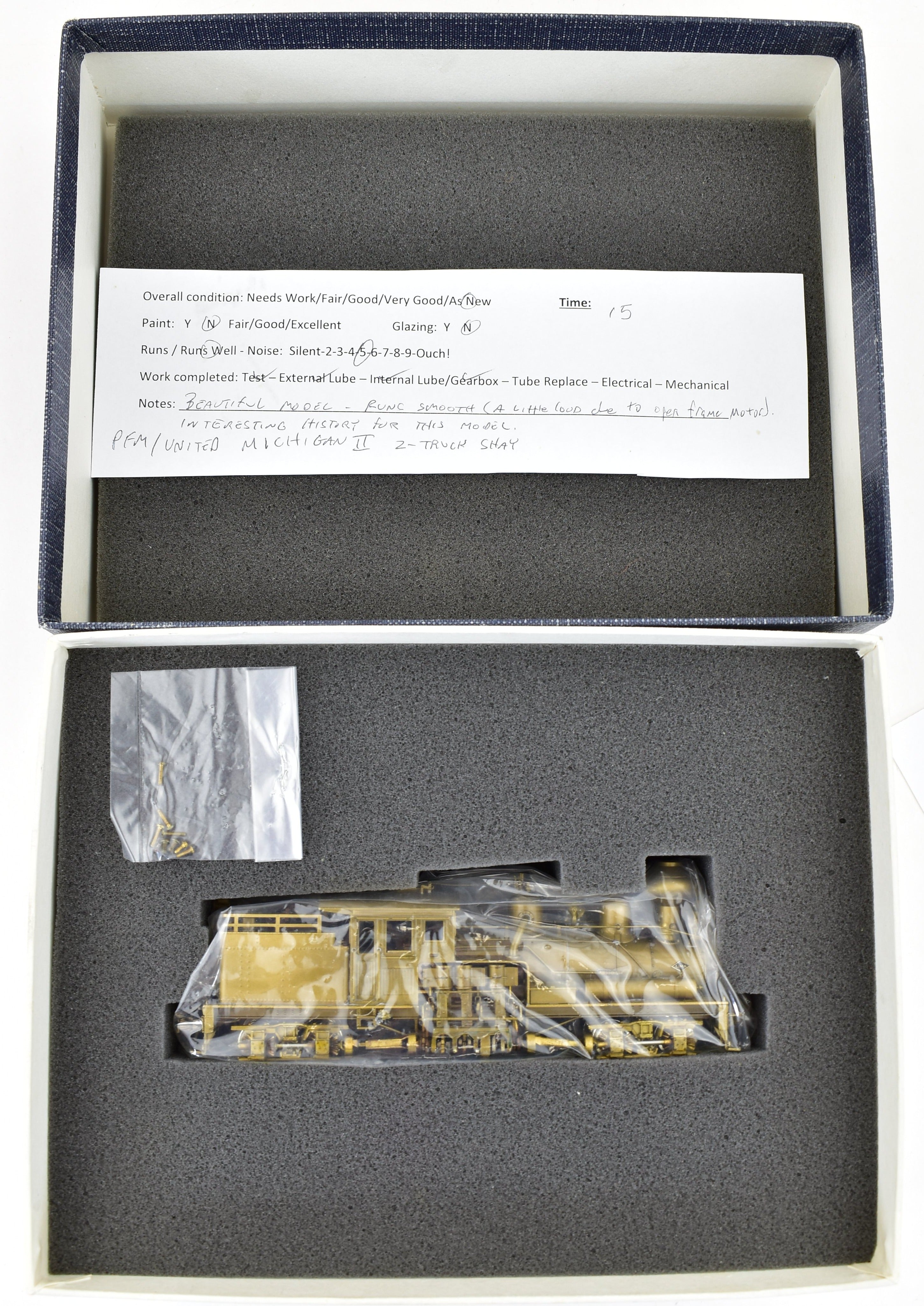 HO Scale Brass PFM - United 2-Truck Shay Geared Locomotive Model for Michigan II's Diverse Logging Roads