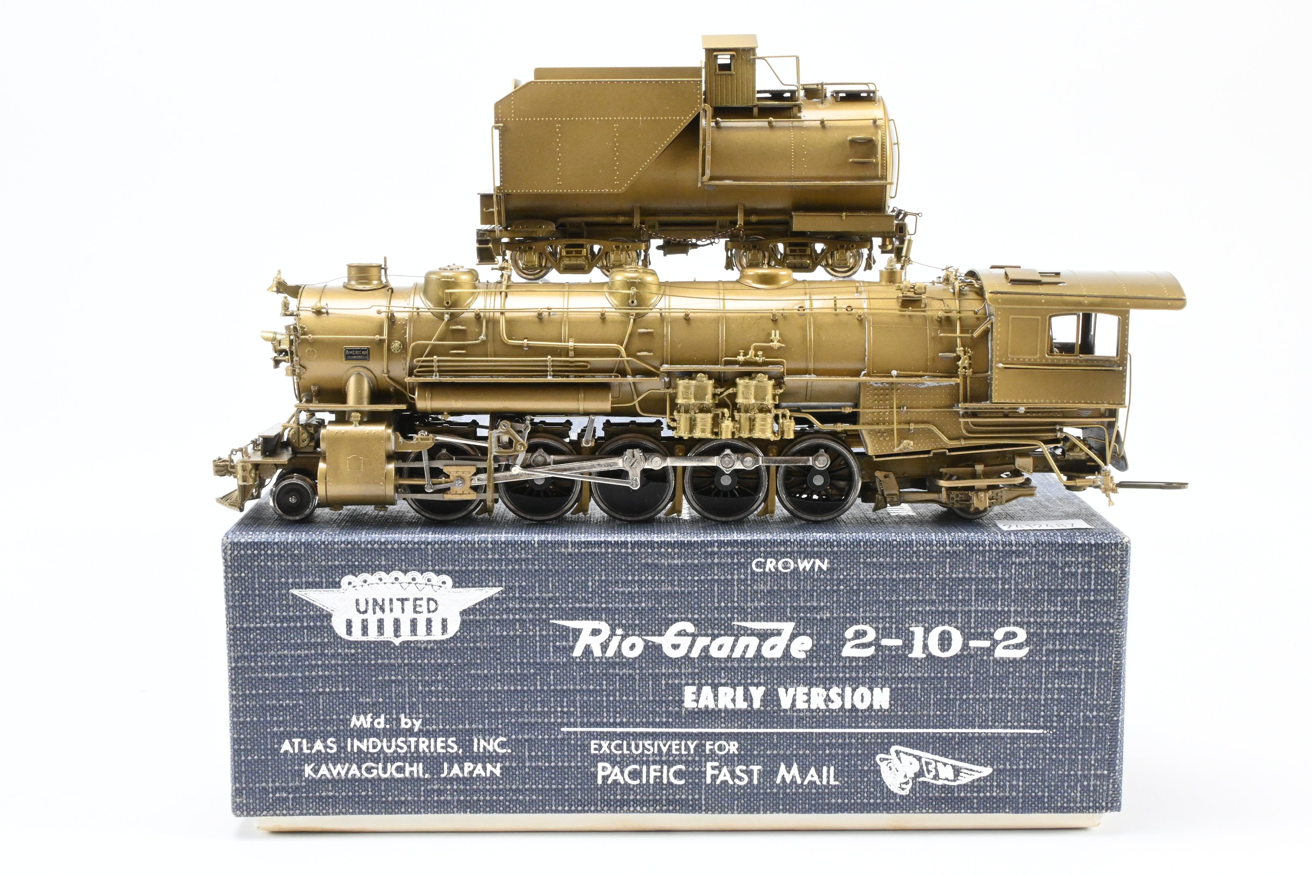 HO Scale Brass Pacific Fast Mail (PFM) Model Train - United D&RGW - Denver & Rio Grande Western 2-10-2 Early Version F-81 Crown Model with High - Detail Features