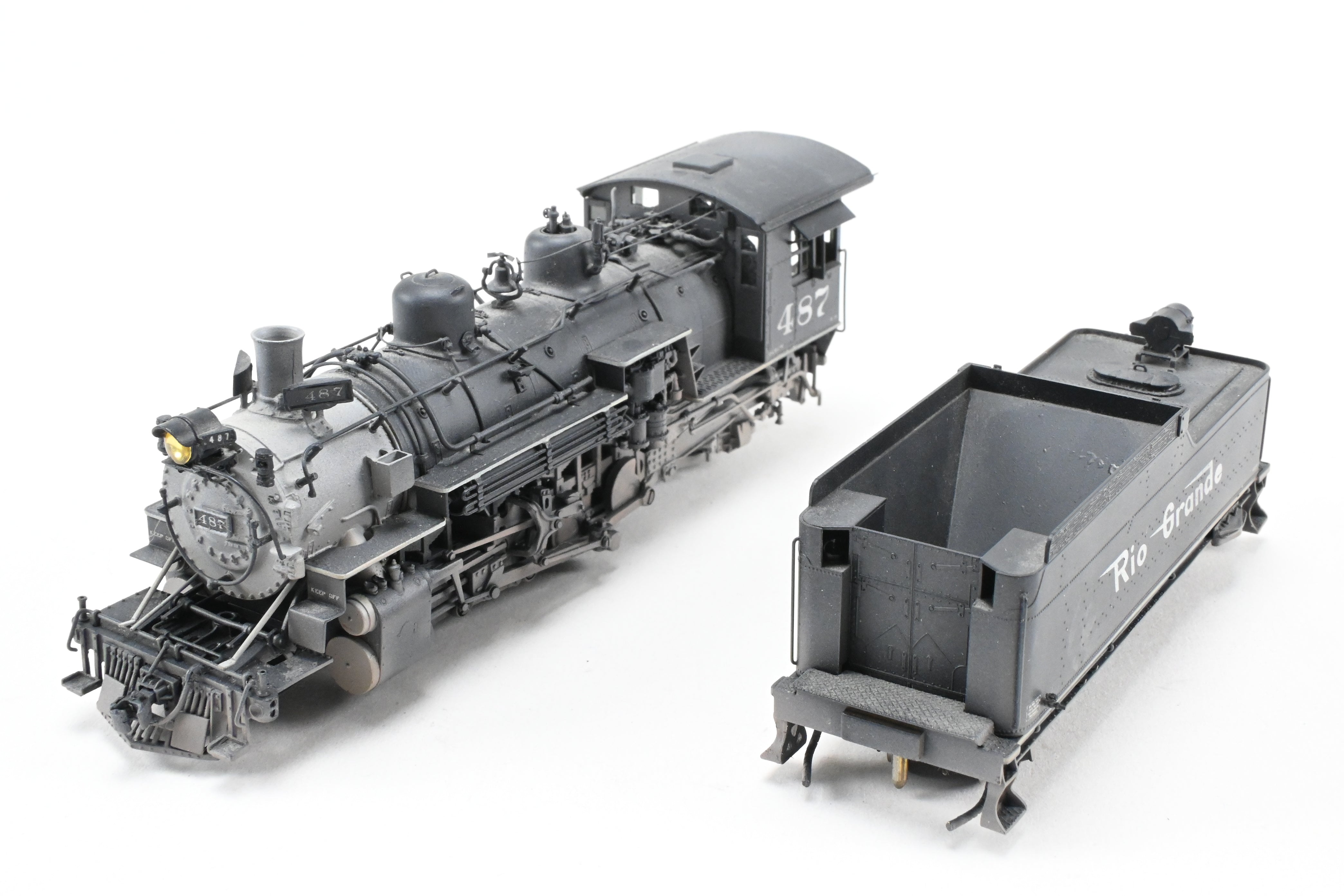 HOn3 Scale Brass Precision Model Train - Denver & Rio Grande Western K-36 CP No. 487 Flying Grande with Weathered Finish by Precision Scale Co.