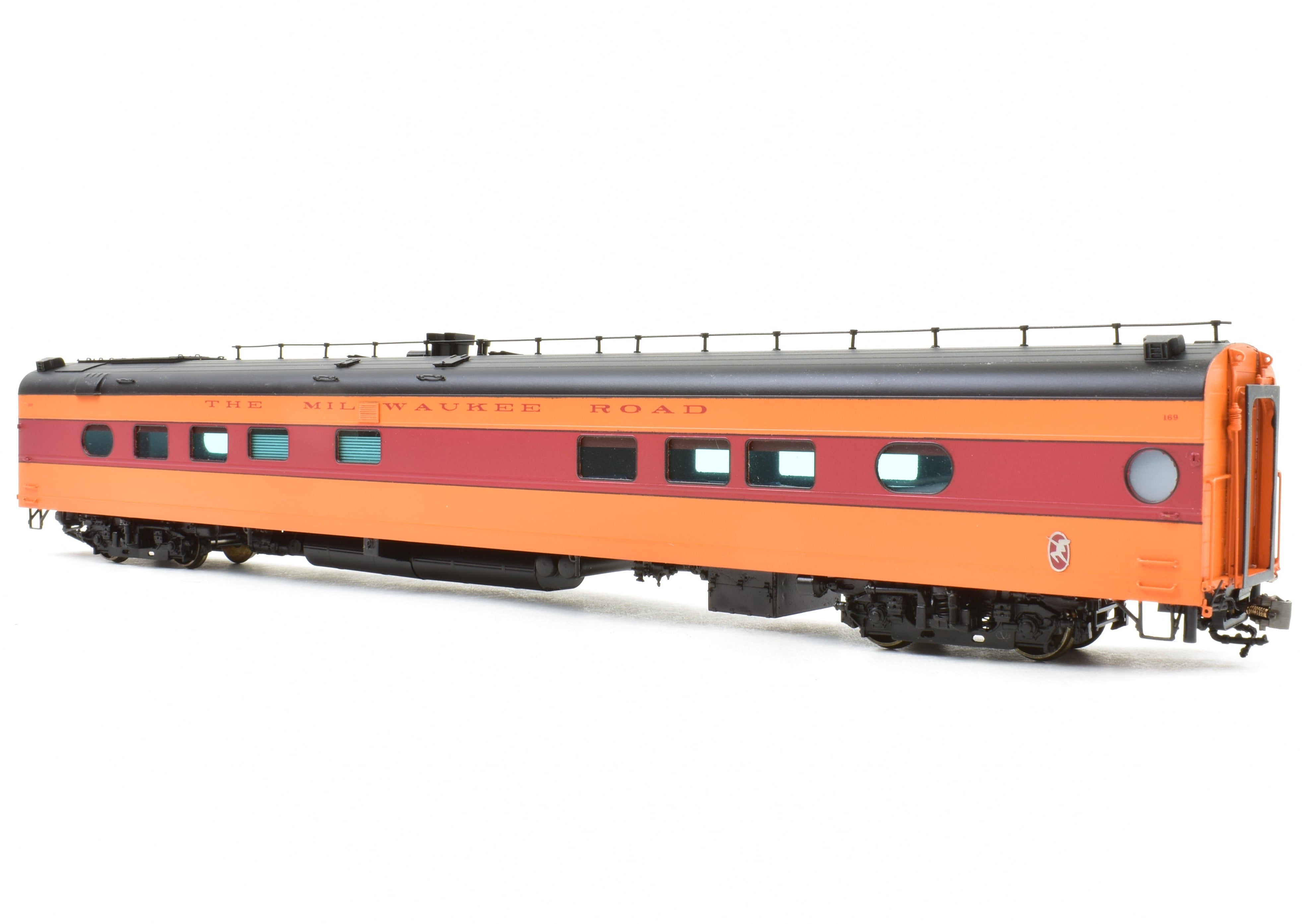 HO Scale Brass Railway Classics Milwaukee Road (MILW) Diner Lounge Model, Factory Painted with Road Number 169