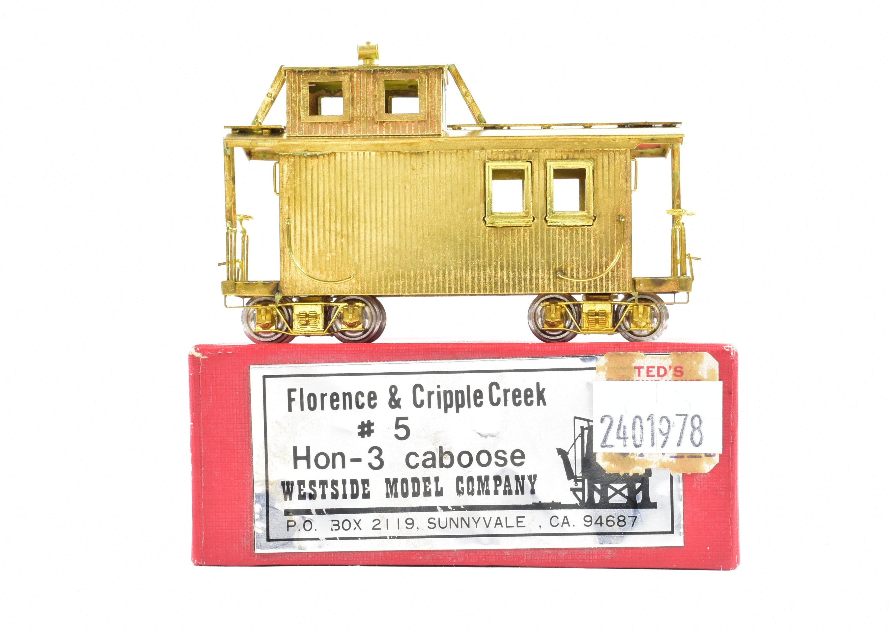 HOn3 Scale Brass Model Train Caboose by Westside Model Co. - Florence and Cripple Creek #5, Ideal for Model Railroading Enthusiasts