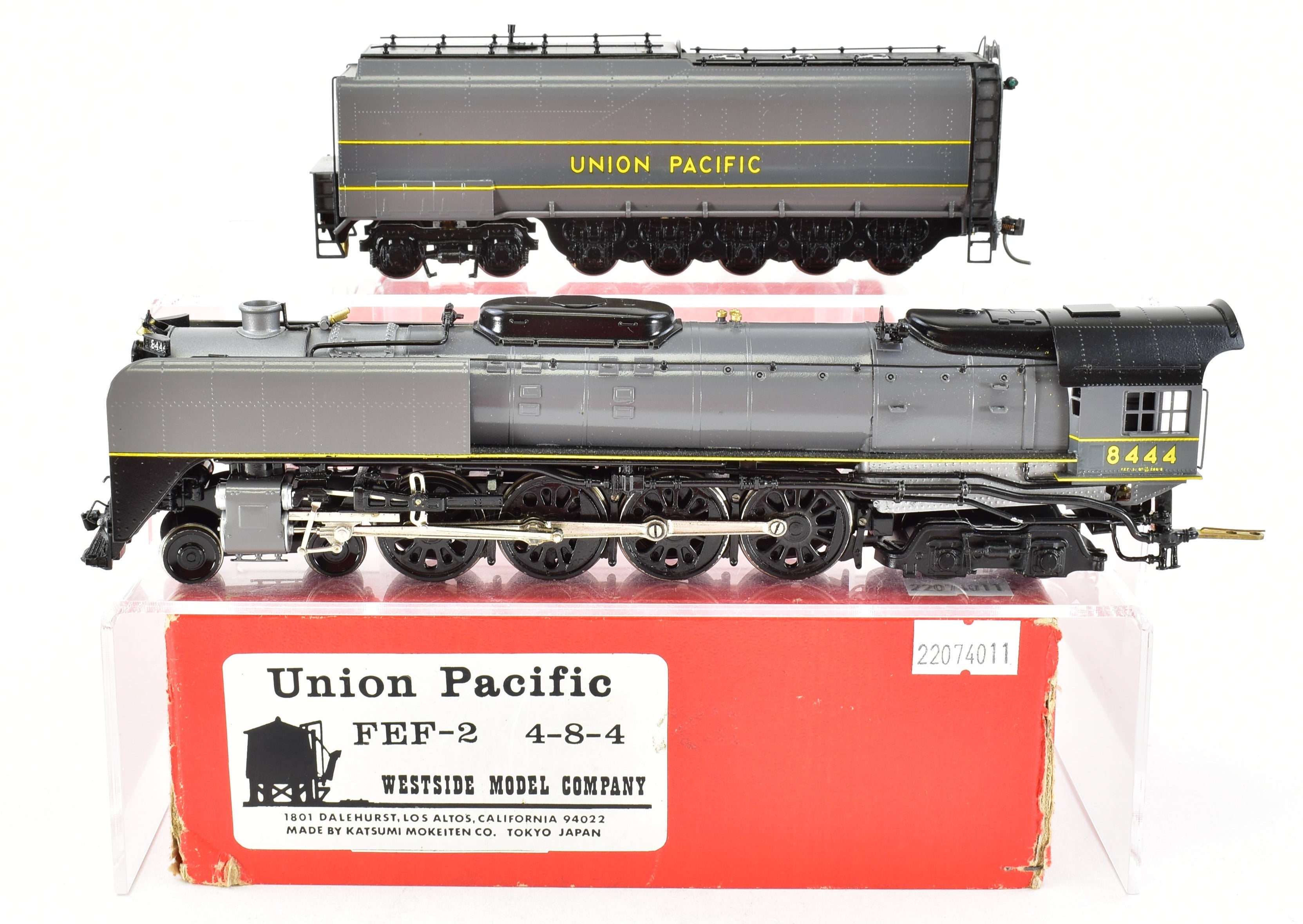 HO Scale Brass Model Train by Westside Model Co. - Union Pacific Class FEF - 2 4 - 8 - 4 Professionally Painted Locomotive No. 8444