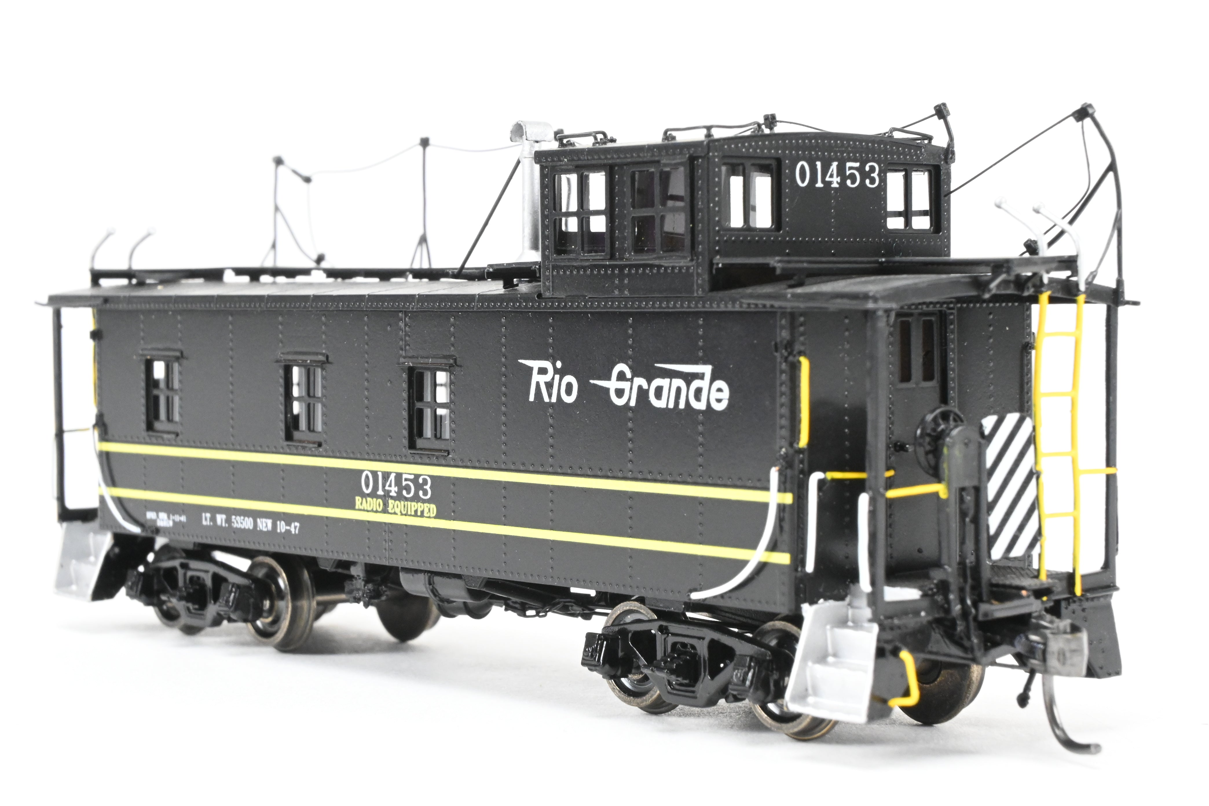 High - Quality HO Scale Brass Model Railroad Caboose by The Joint Line Co. - Denver & Rio Grande Original Riveted Steel Caboose Limited Edition FP Number 01453 with Antenna