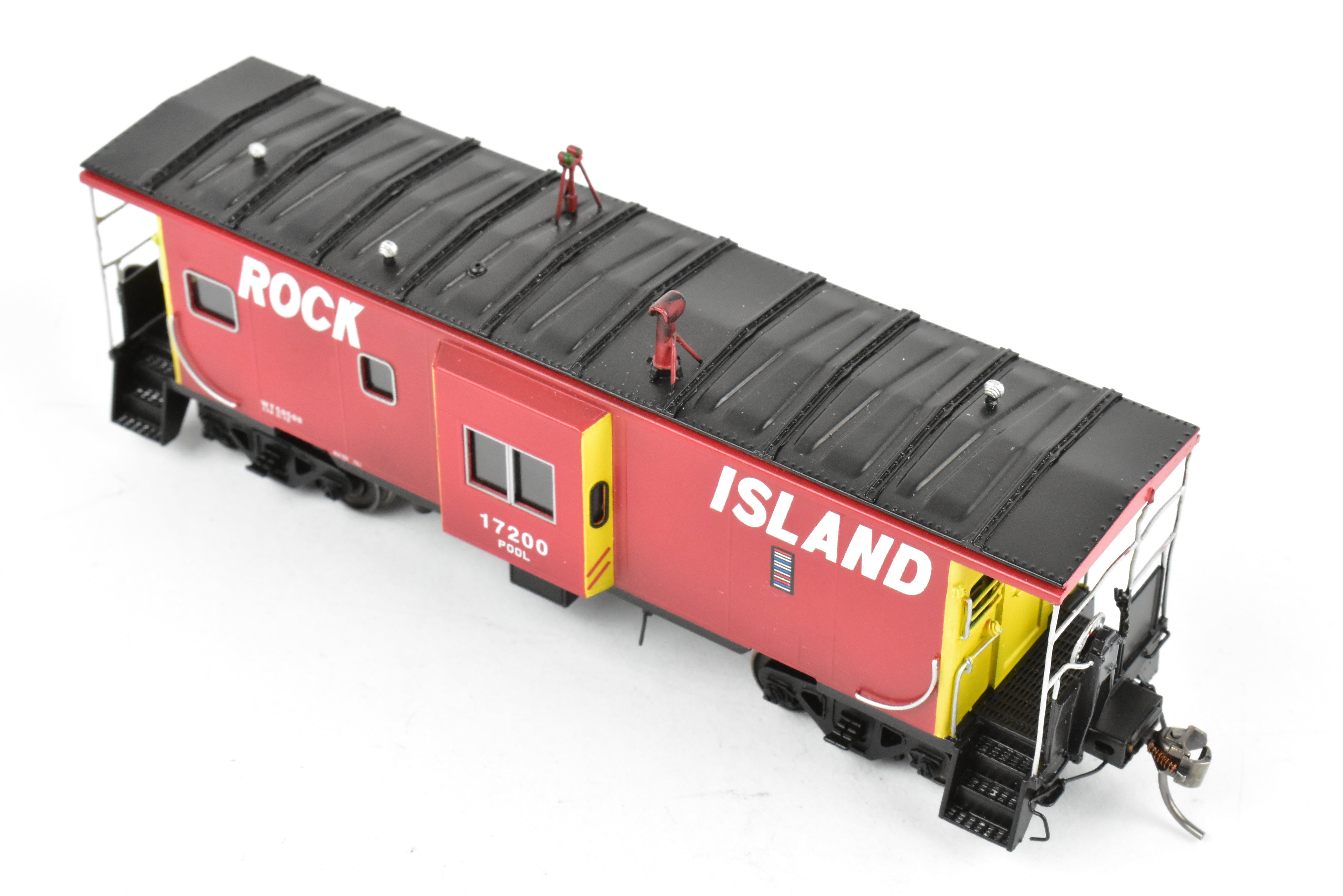 HO Scale Brass Model - Overland Models, Inc. (OMI) CRI&P Rock Island Bay - Window Caboose, Freight/Passenger #17200 with Light Weathering