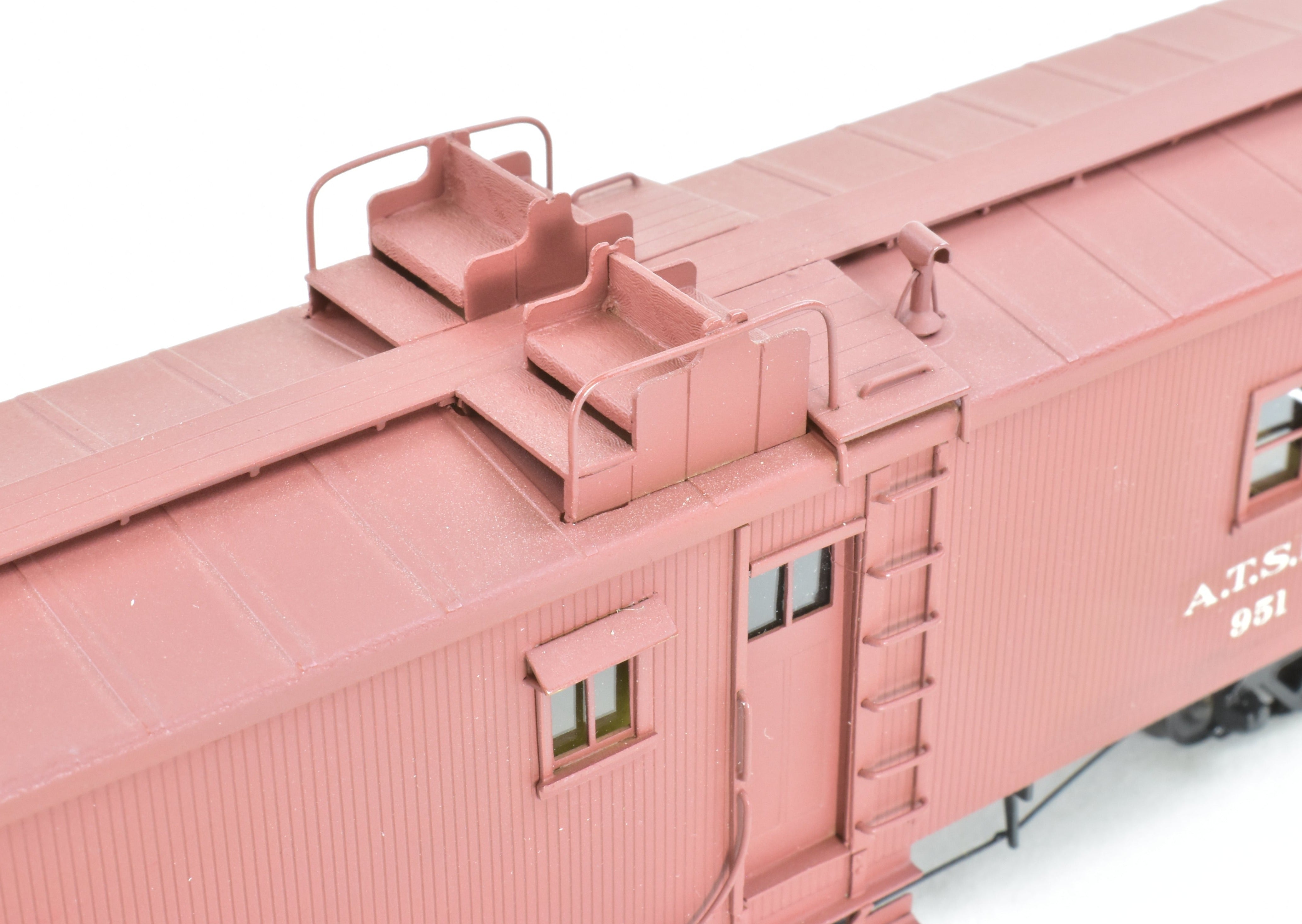 HO Scale Brass Key Imports ATSF - Santa Fe Open Air Seats Hollywood Caboose Professionally Painted Model No. 951