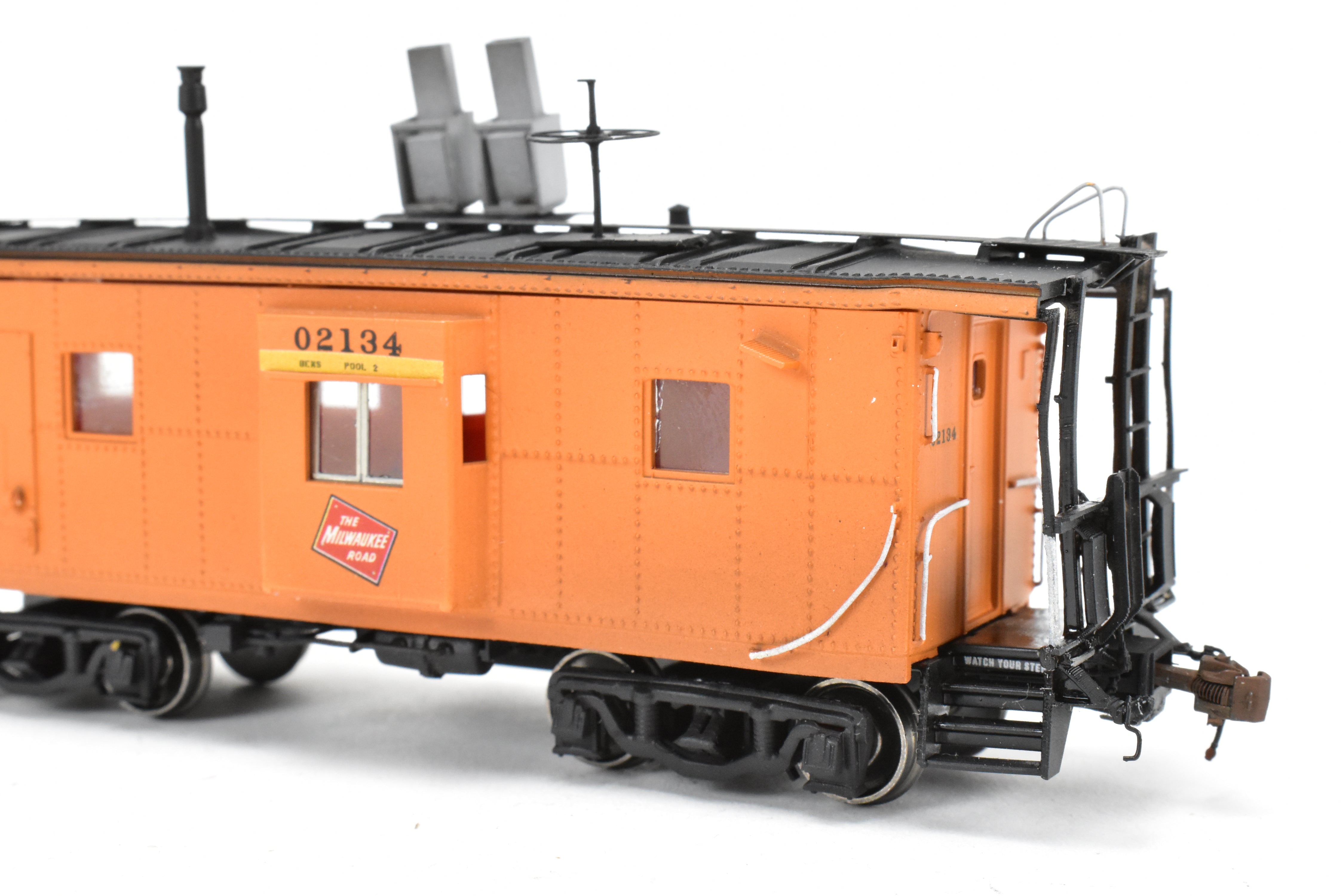 HO Scale 3D Printed Custom Painted Milwaukee Road Thrall Bay Window Caboose Model