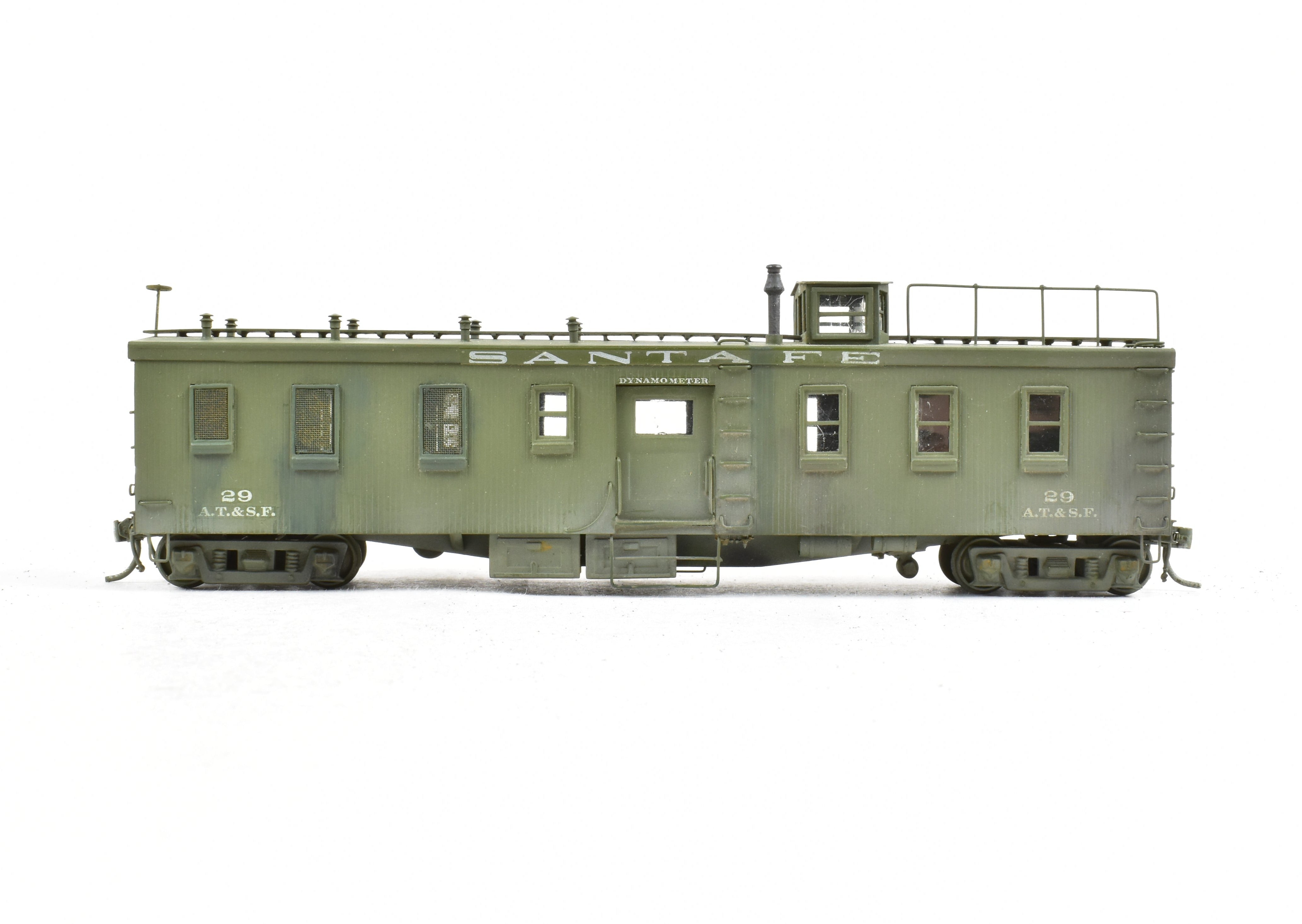 HO Scale Brass Hallmark Models ATSF - Santa Fe Dynamometer Car No. 29, Professionally Custom Painted and Artfully Weathered for Model Train Enthusiasts