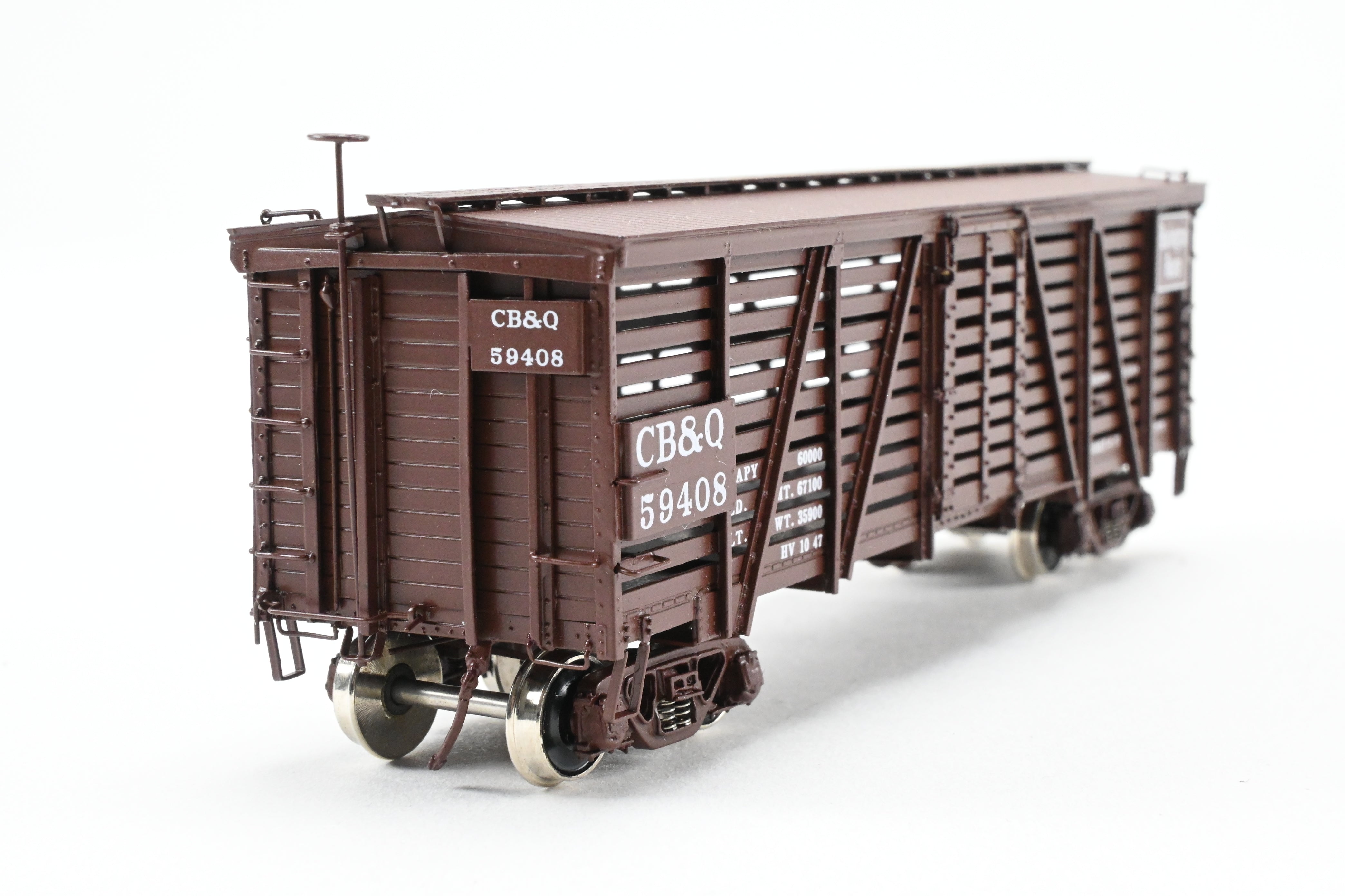 HO Scale Brass CIL - Challenger Imports CB&Q - Burlington Route Class SM-16 36-Foot Stock Car, Factory Painted, Road Number 59408