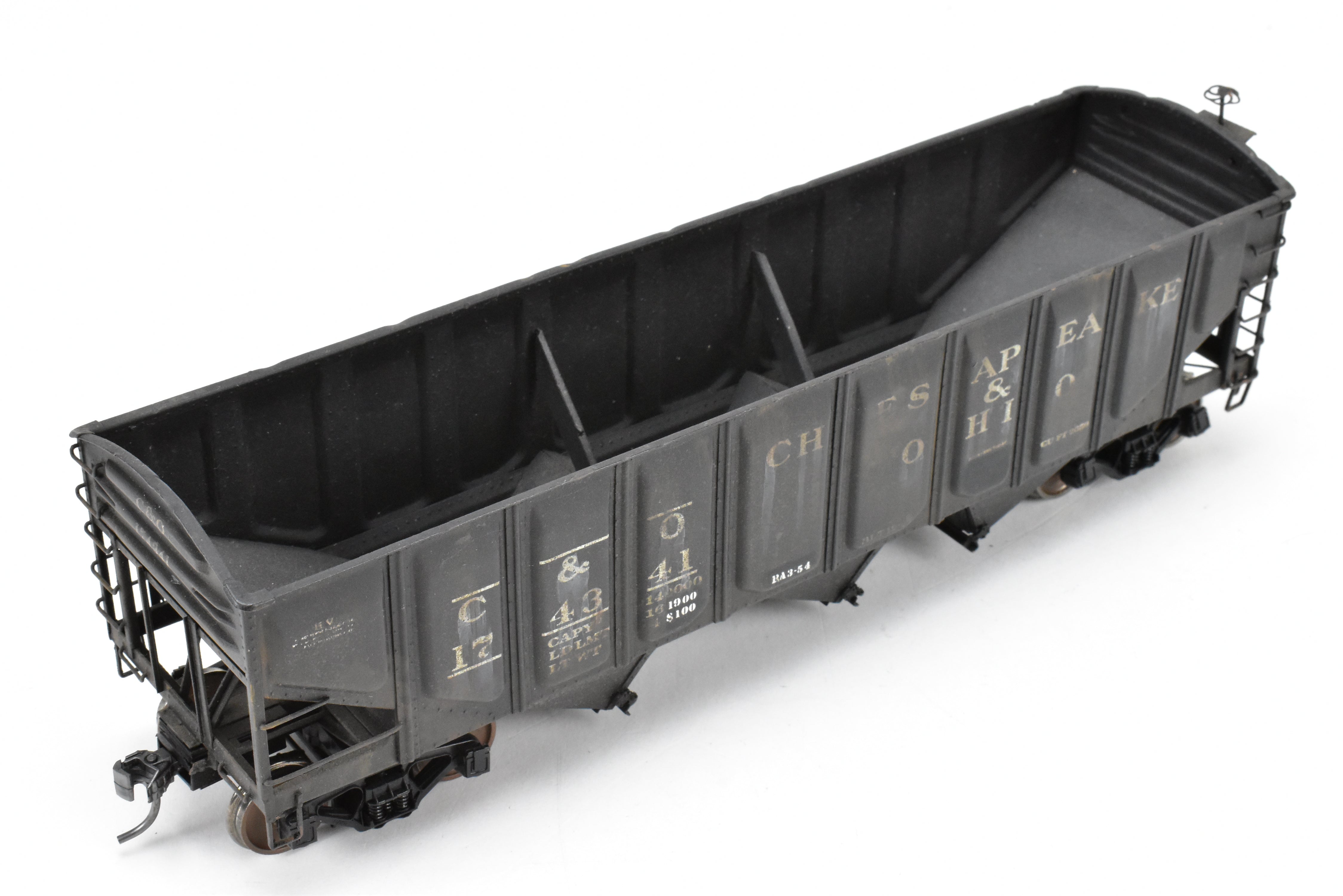 O Scale Custom Weathered Brass C&O 70 Ton Triple Hopper with Rounded Ends