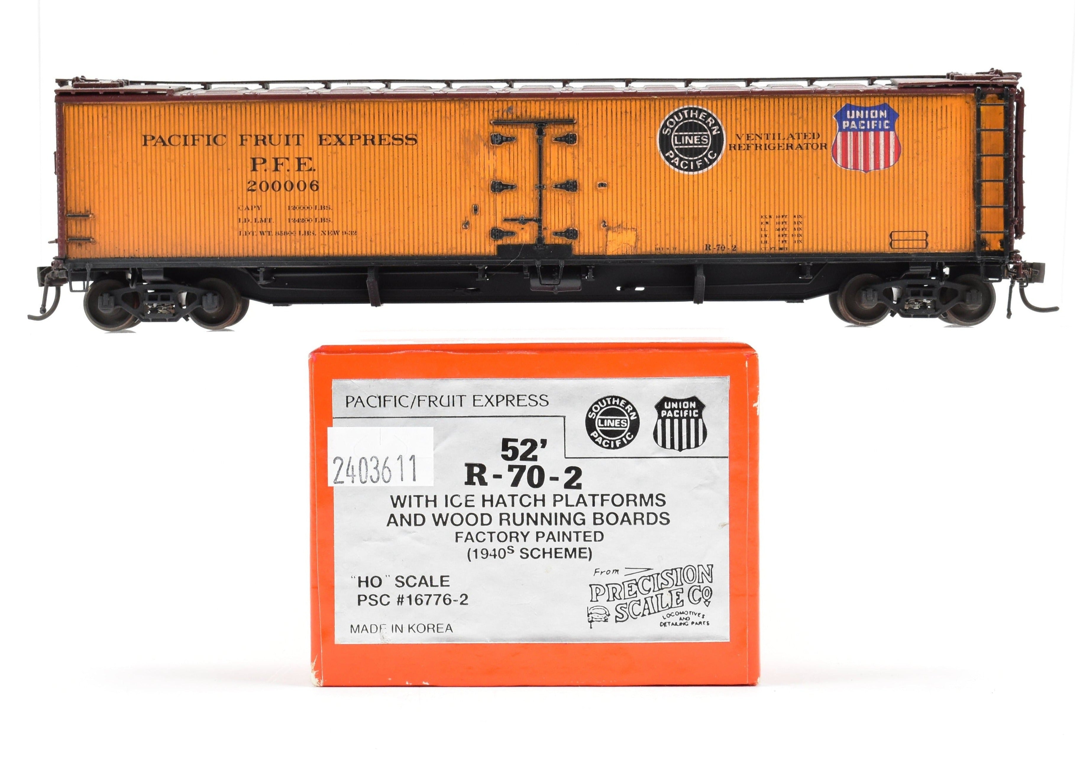 HO Brass Precision Scale Co. 52' R-70-2 Ice Refrigerator Car FP 200006 Weathered