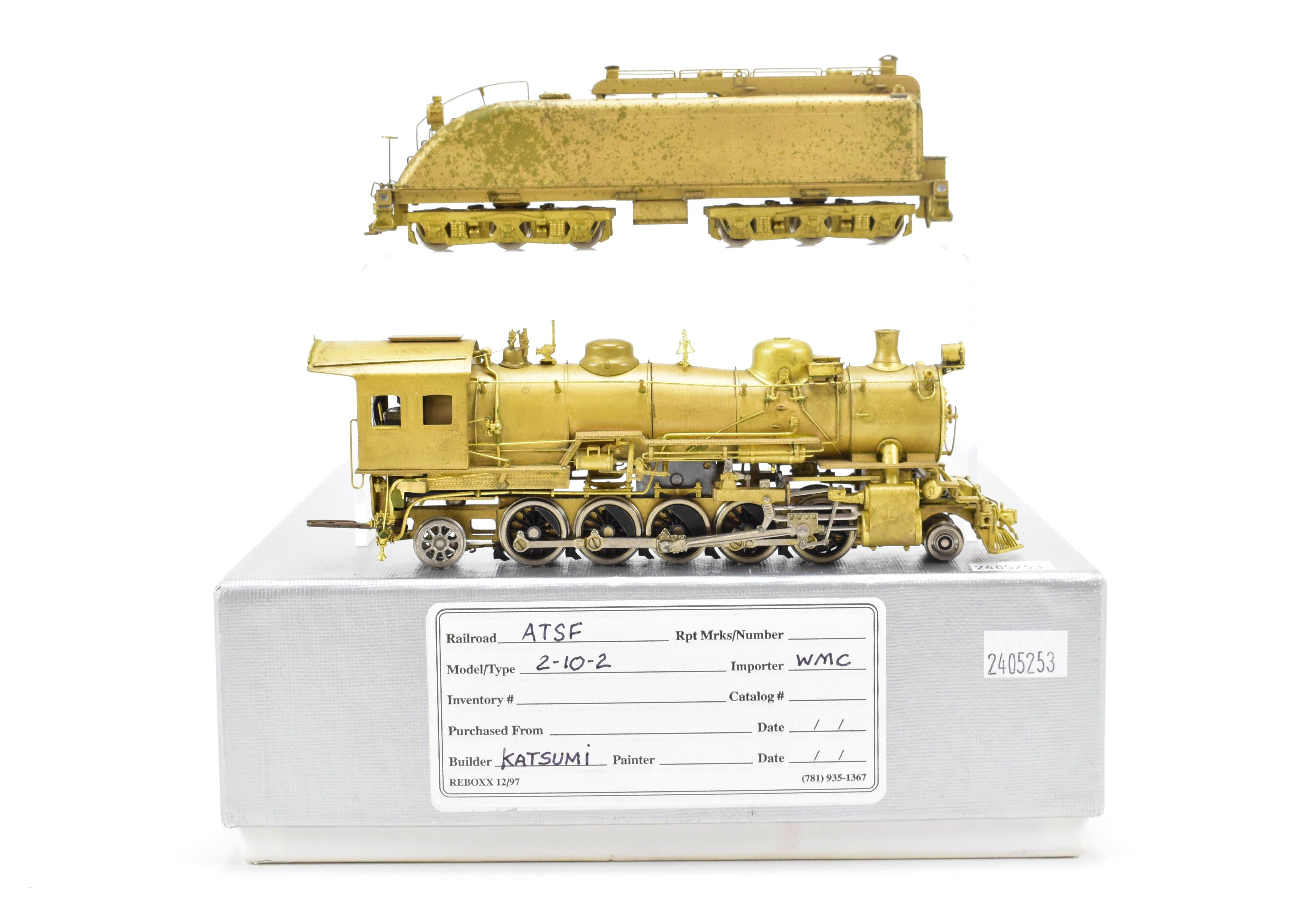 HO Scale Brass Model Train by Westside Model Co., Representing ATSF - Santa Fe 1600 Class TTT 2 - 10 - 2, Complete with REBOXX Box and Foam