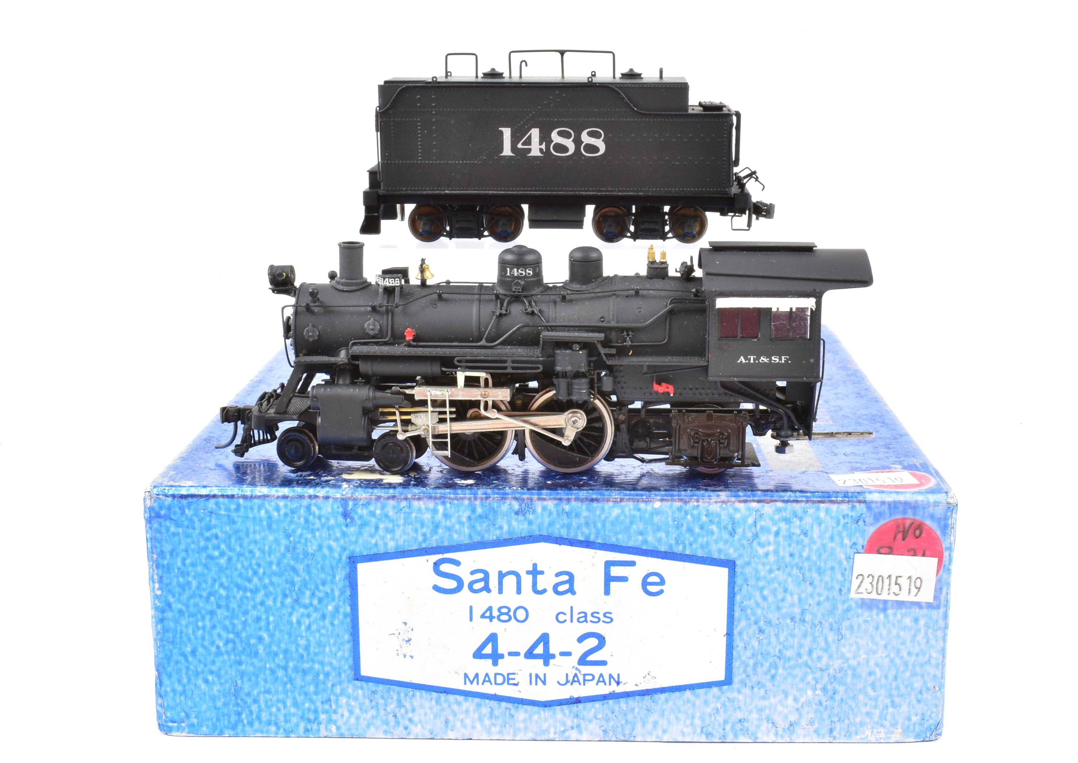 HO Scale Brass Balboa ATSF - Santa Fe 1480 Class 4-4-2 Atlantic Steam Locomotive Model with CP #1488