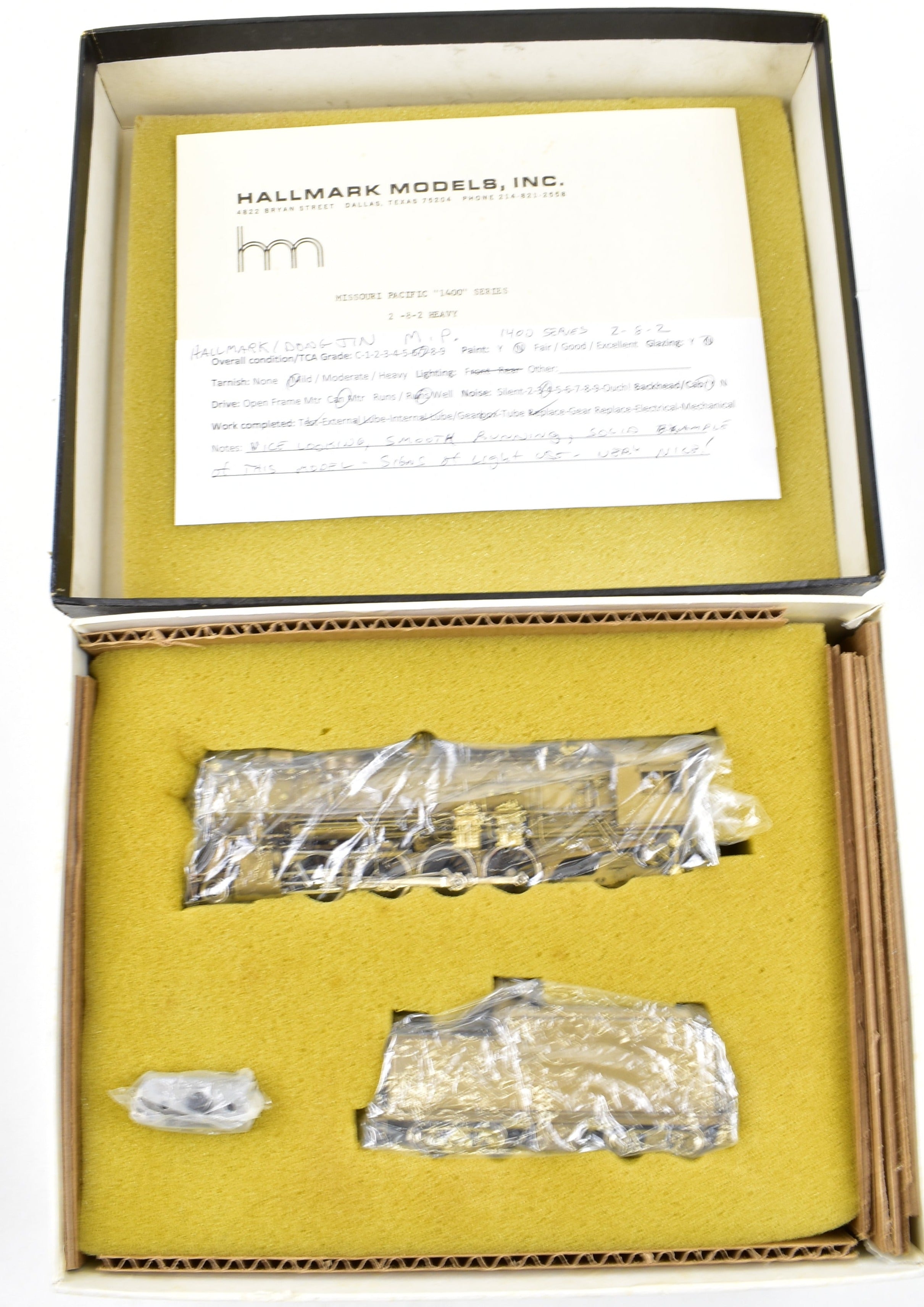 HO Scale Brass Hallmark Models Missouri Pacific 1400 Series 2-8-2 Mikado Steam Locomotive Model