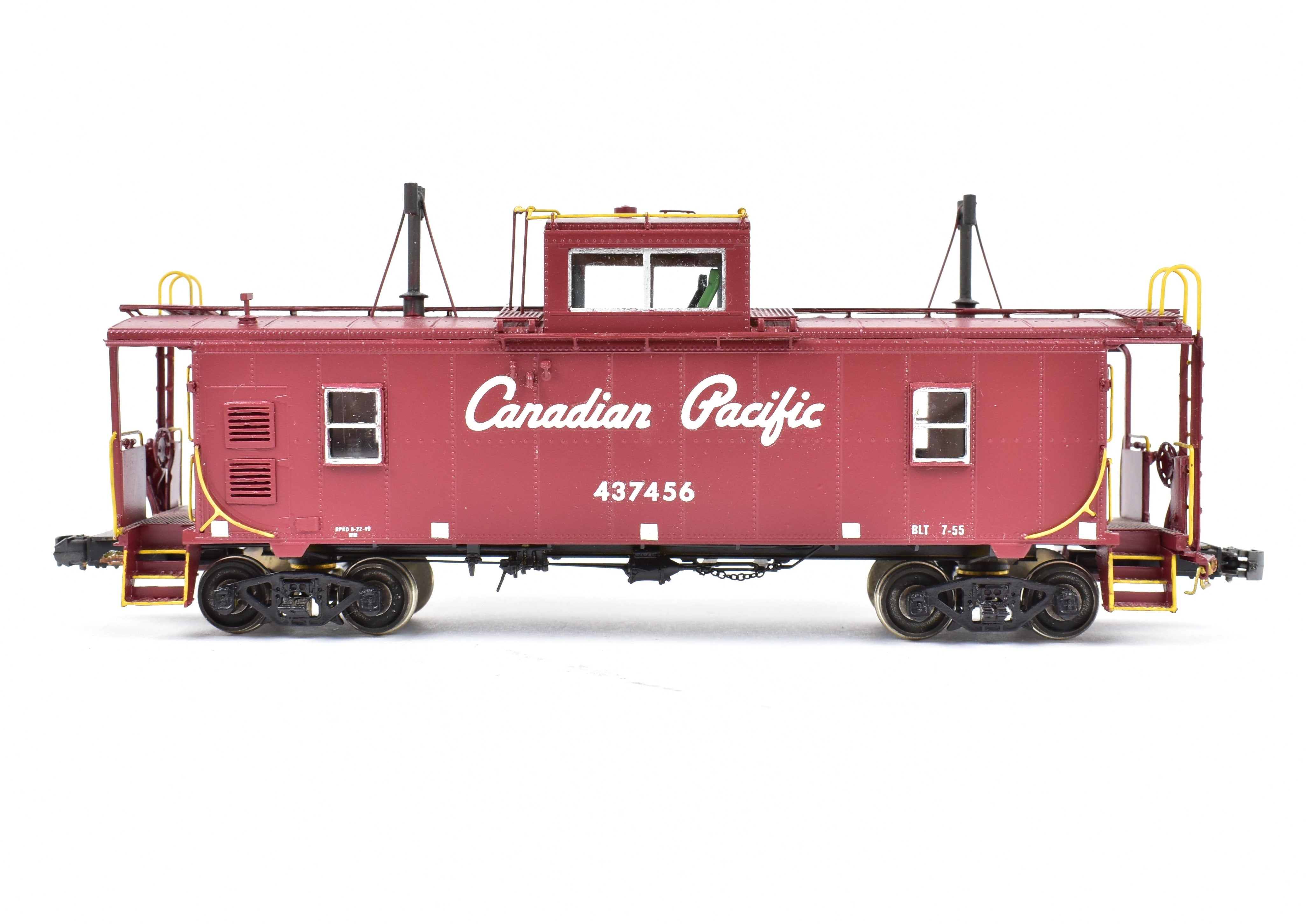 HO Scale Brass OMI - Overland Models, Inc. Canadian Pacific Railway Steel Caboose with Centered Straight Cupola Professionally Painted #437456