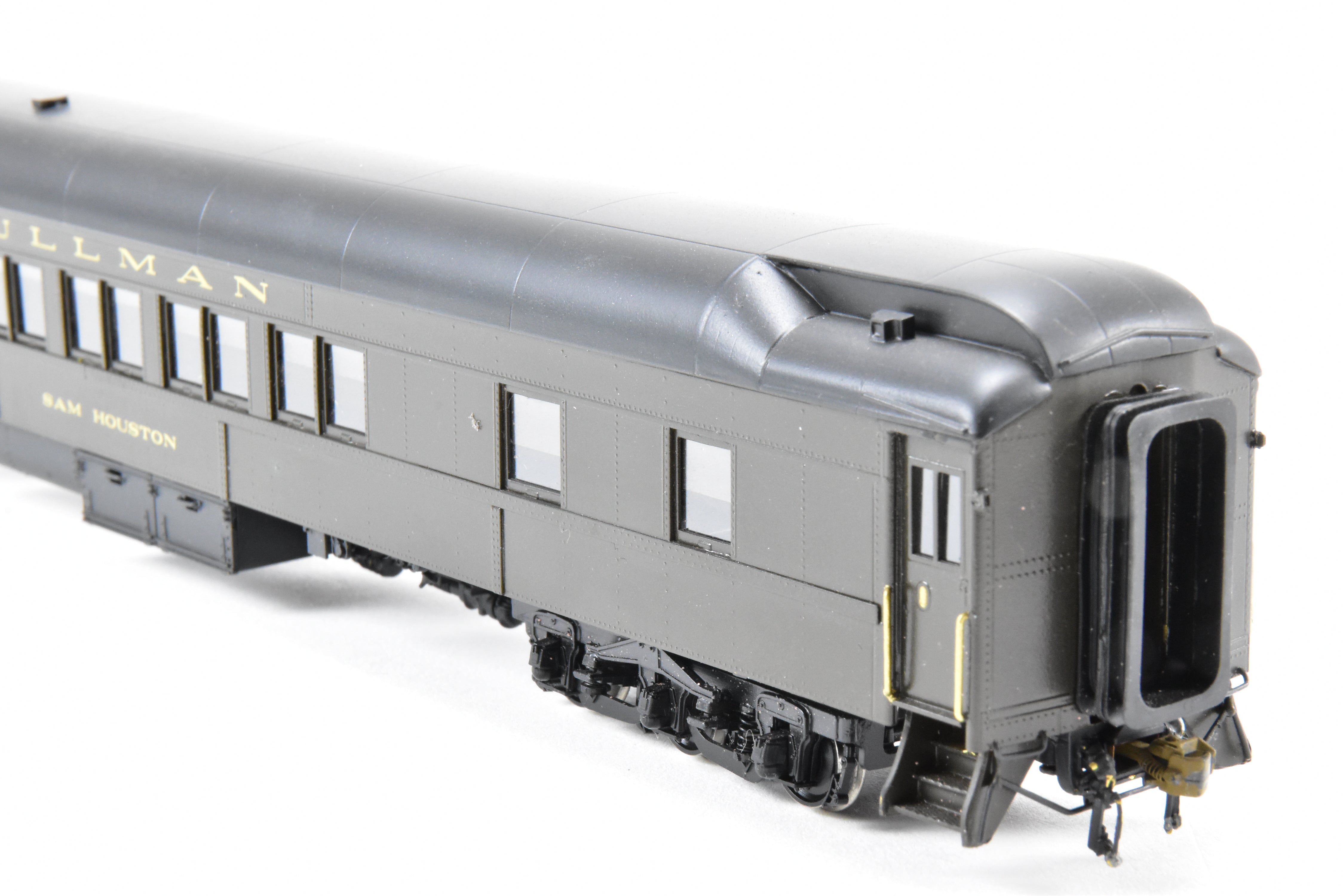 HO Scale Brass Precision Scale Co. (PSC) Pullman 80-Foot Sleeper Model with 10-1-2 Plan 4074 and Single Vestibule, Mechanically Air-Lettered 'Sam Houston'