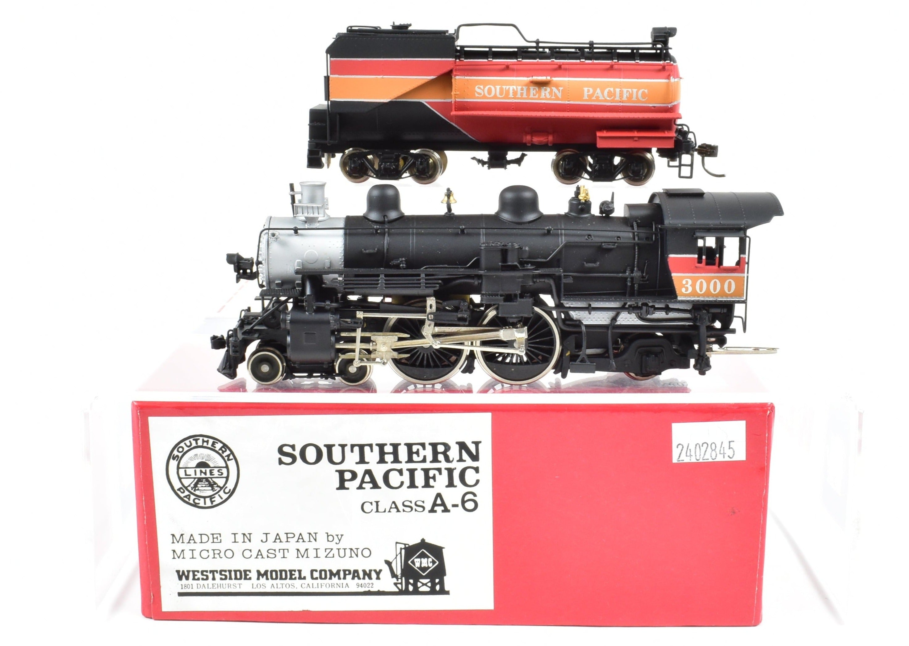 HO Scale Brass Model Train - Westside Model Co. Southern Pacific Class A - 6 Atlantic 4 - 4 - 2 F/P Daylight Locomotive #3000