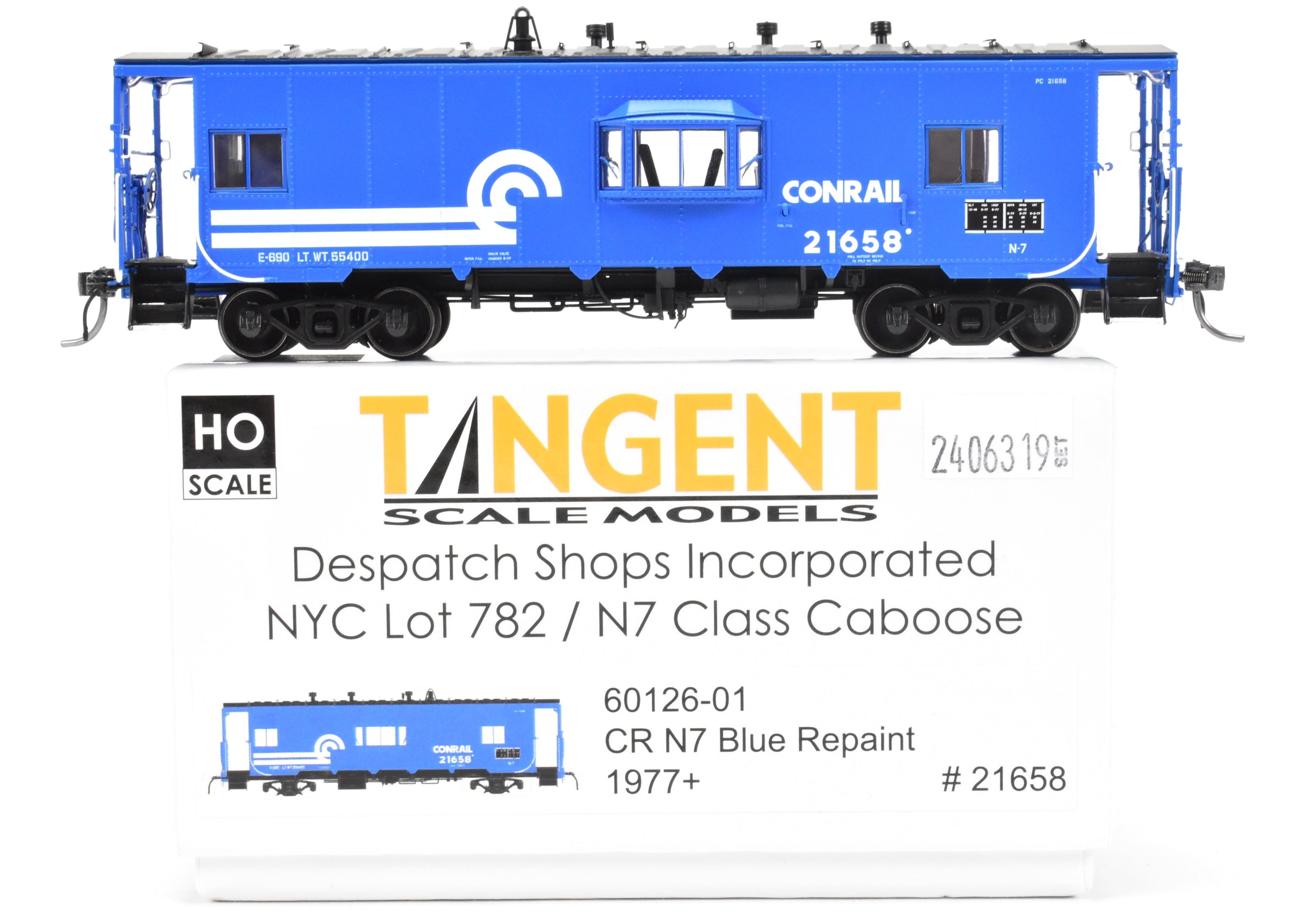 HO Scale Model Train - Conrail N7 Class Steel Bay Window Caboose 1977+ F/P No. 21658 by Tangent Scale Models