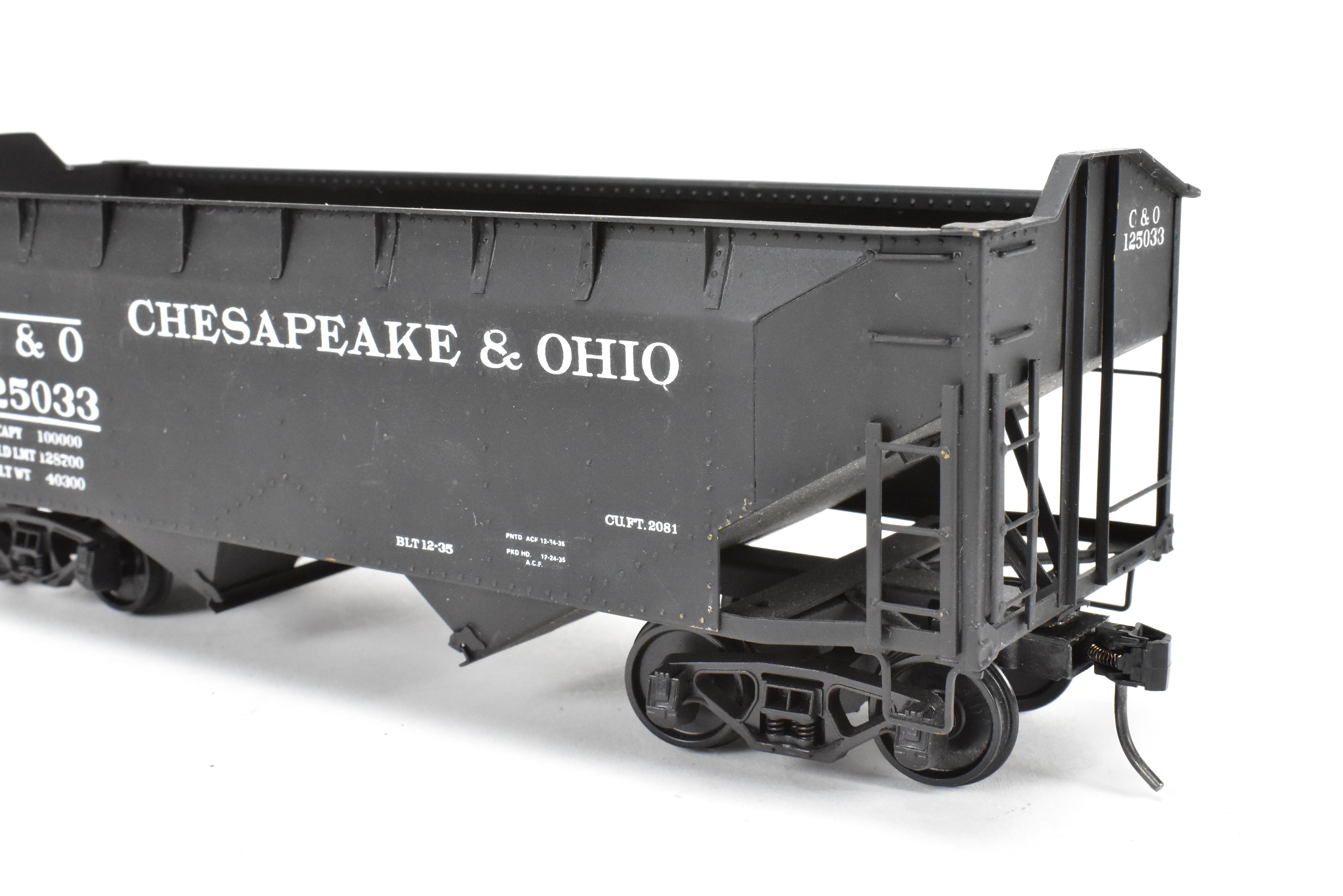 O Scale Custom Painted C&O Brass US Hobbies 2 Bay Hopper No. 125033